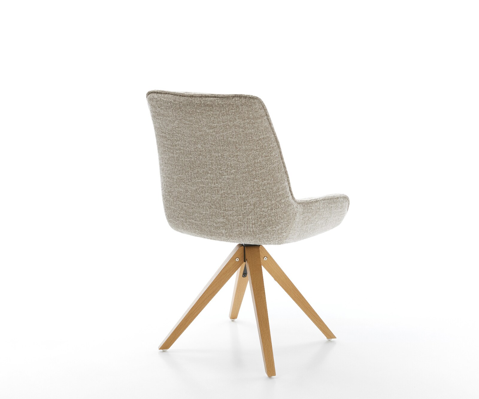 Chaise-pivotante Taimi-Flex tissu tissé doux beige pied en bois angulaire naturel pivotement sur 180° 5