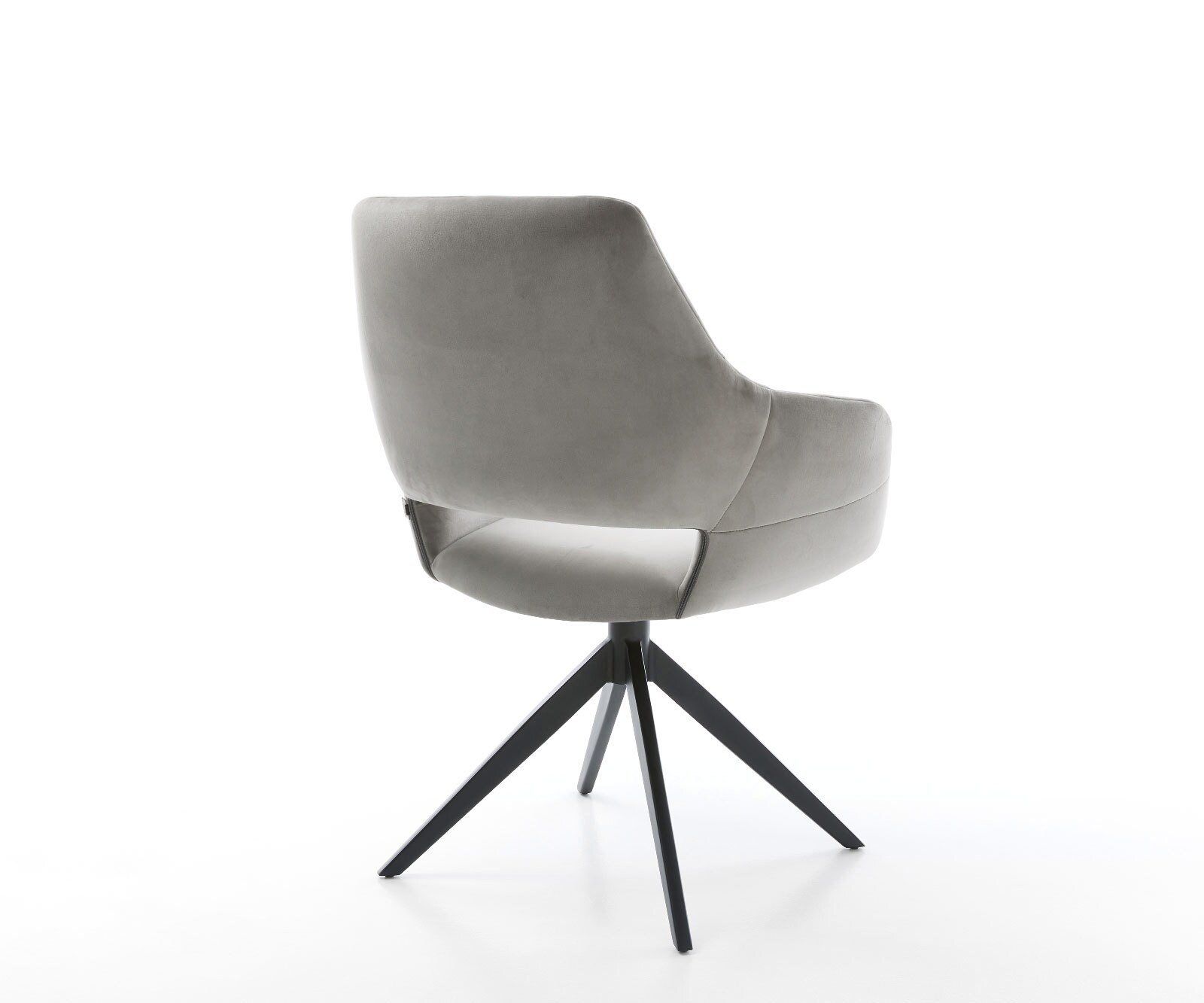 Drehstuhl Yago-Flex mit Armlehnen Samt Grau Kreuzgestell breit Schwarz 360° drehbar Wippfunktion Taschenfederkern 4