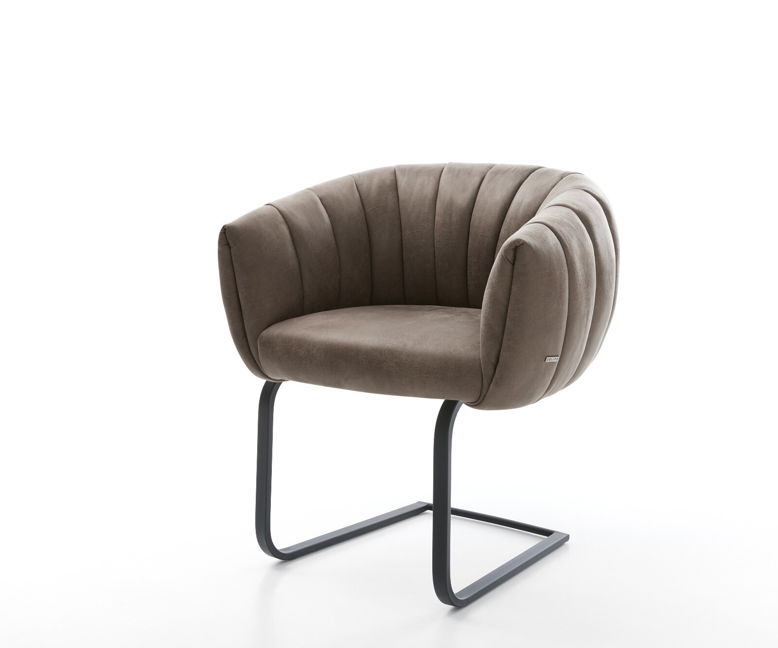 Freischwinger Jada-Flex Mikrofaser Taupe Vintage Freischwinger flach Schwarz Taschenfederkern