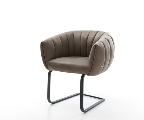 Freischwinger Jada-Flex Mikrofaser Taupe Vintage Freischwinger flach Schwarz Taschenfederkern