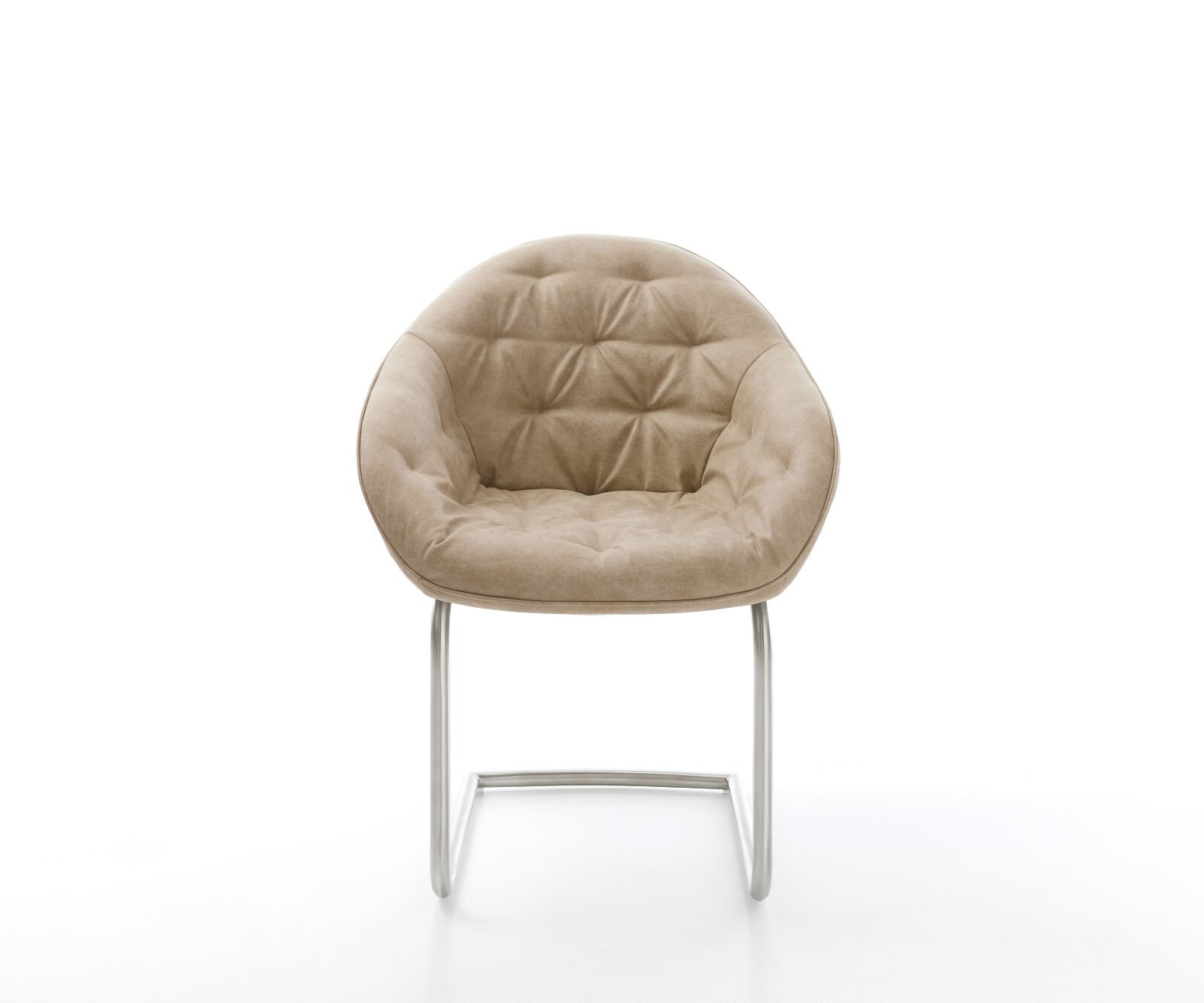 Freischwinger Gaio-Flex Mikrofaser Beige Vintage Freischwinger rund Edelstahl 2