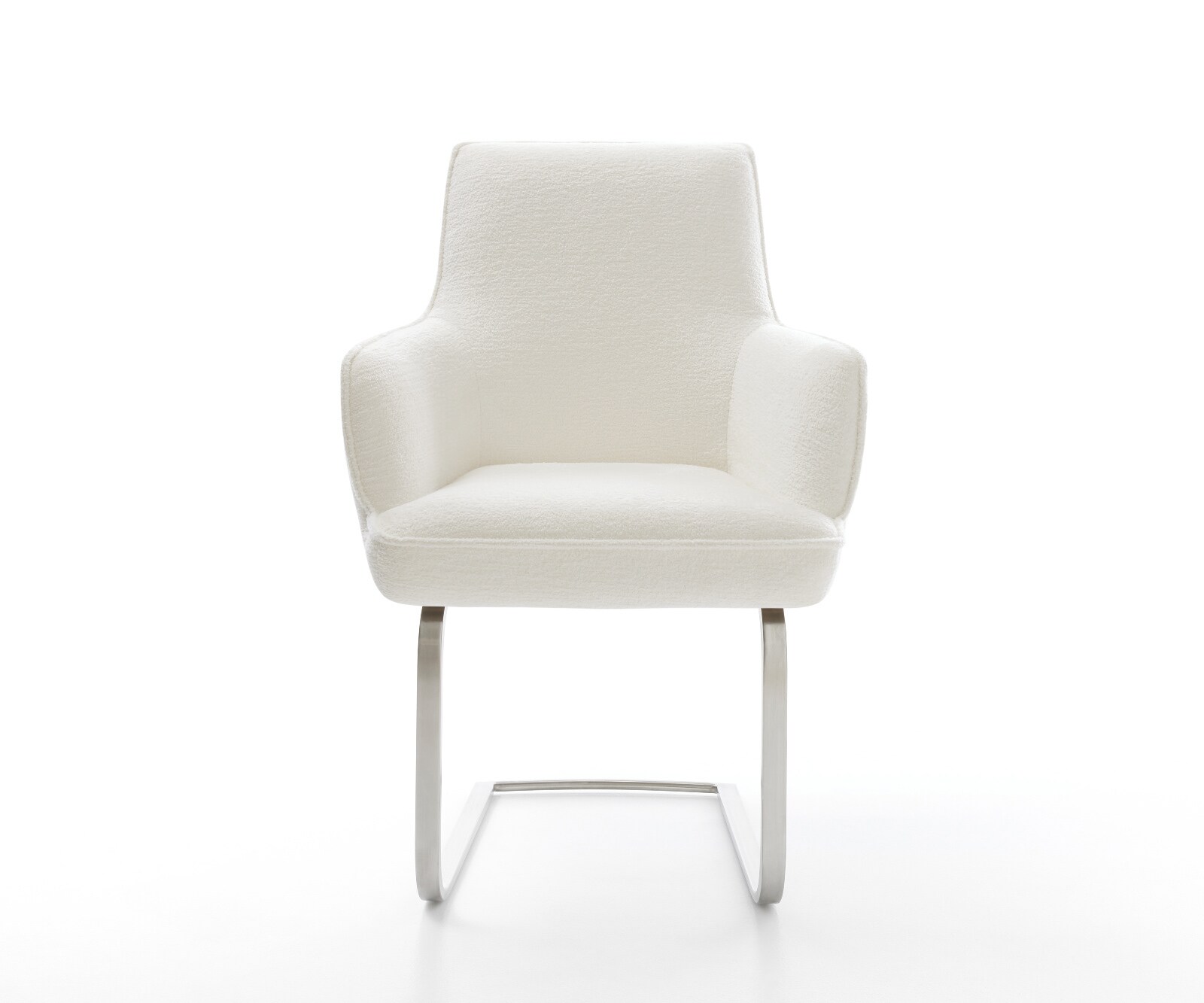 Freischwinger Heira-Flex mit Armlehnen Bouclé Soft Beige Freischwinger flach Edelstahl Taschenfederkern 1