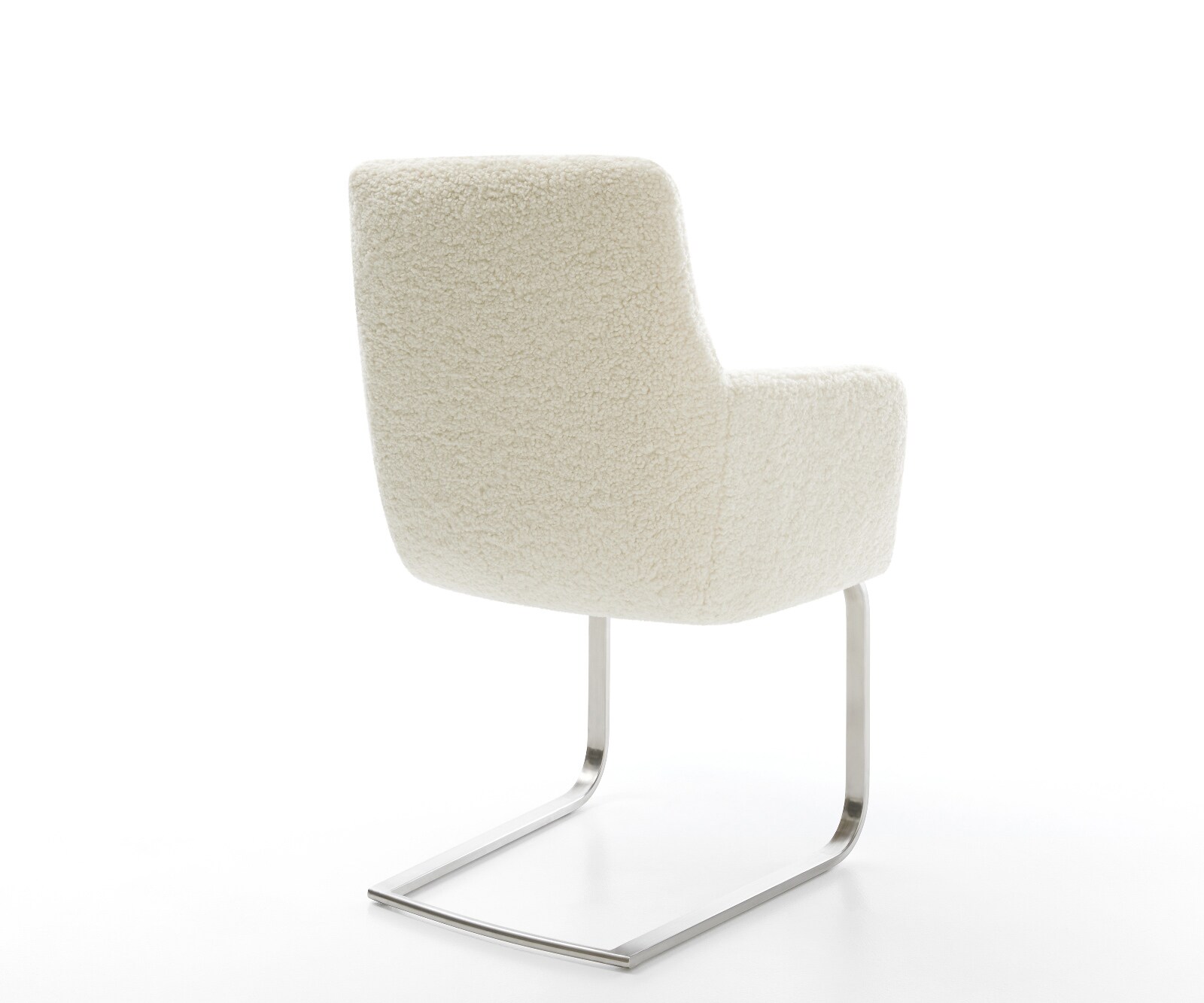 Freischwinger Heira-Flex mit Armlehnen Teddystoff Beige Freischwinger flach Edelstahl Taschenfederkern 4