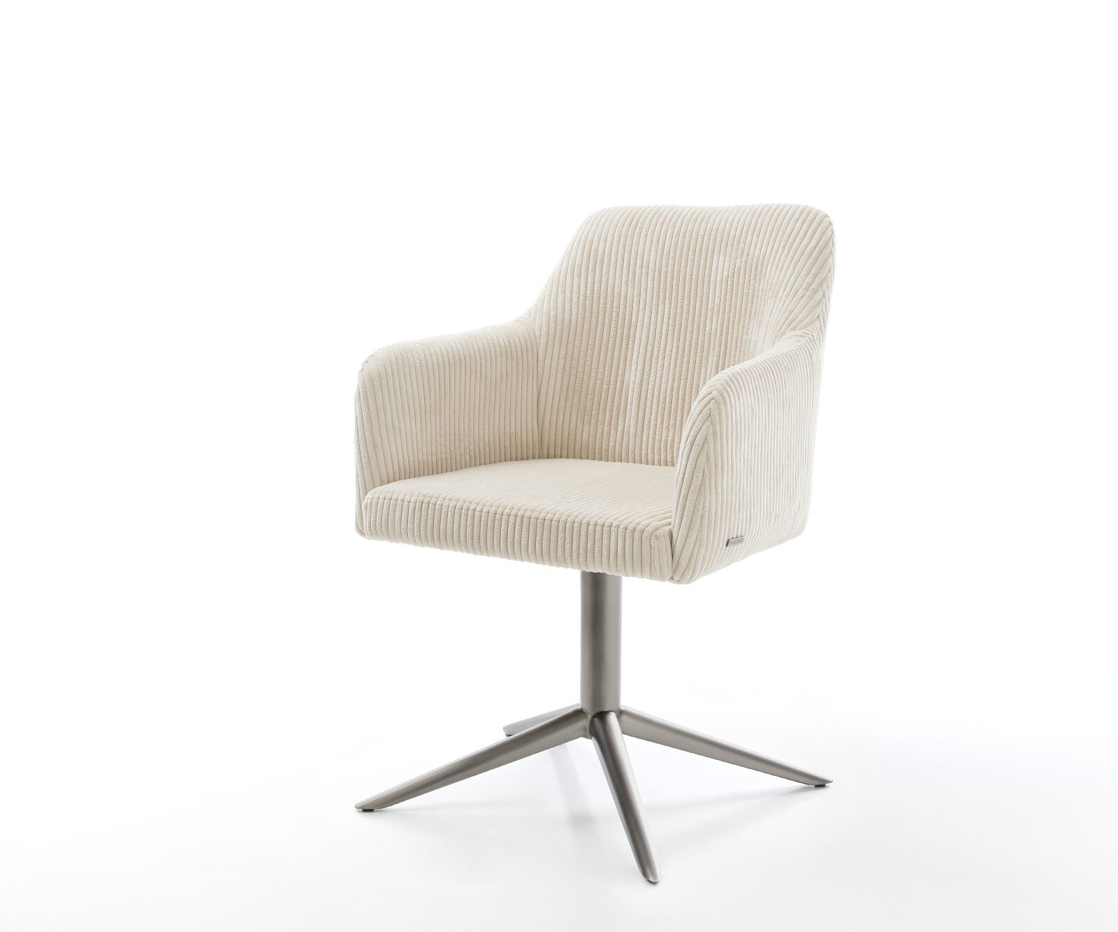 Chaise-pivotante Greg-Flex côtelé beige pied de chaise 4 branches grafiete pivotement sur 360° fonction bascule ressorts ensachés