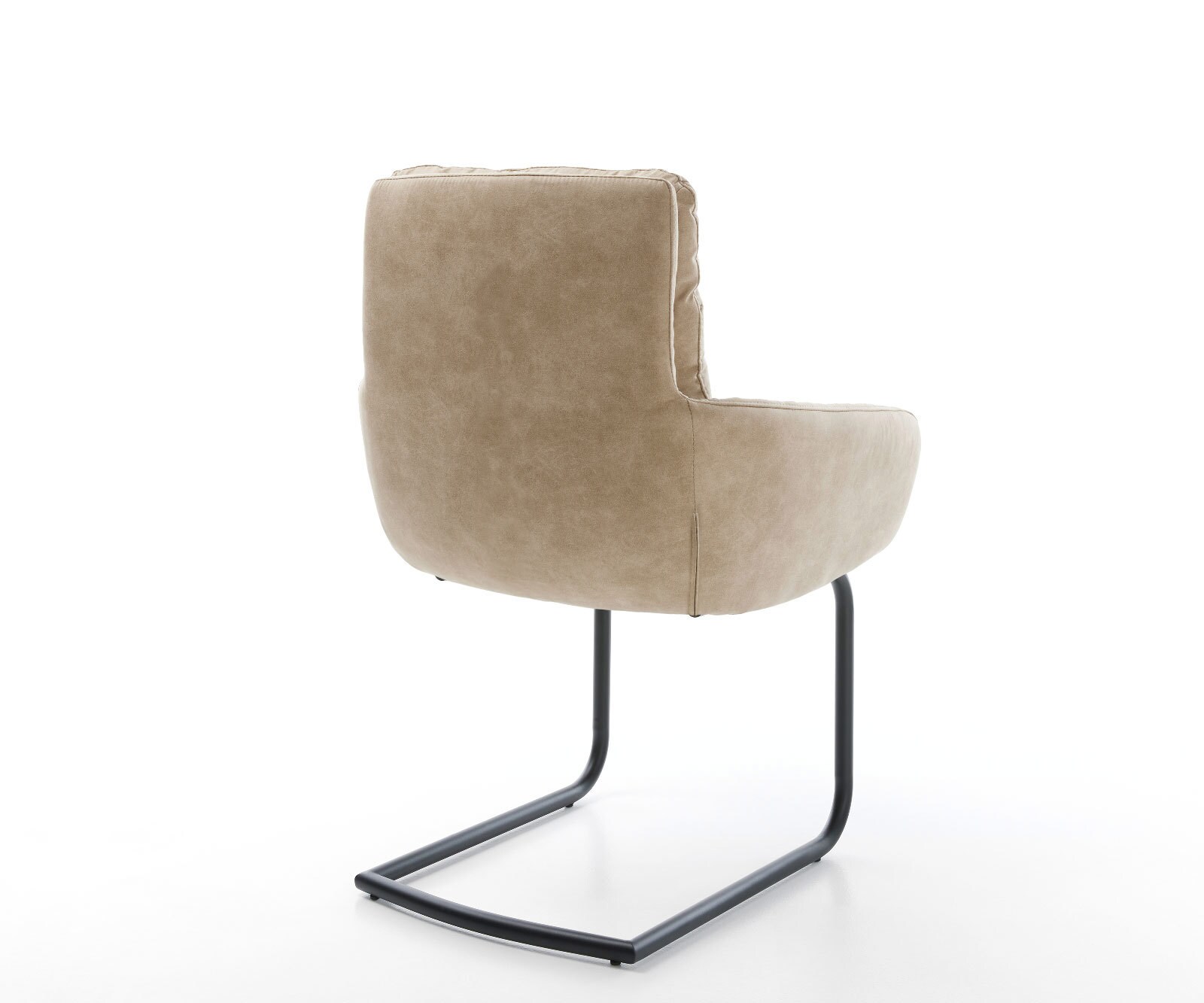 Cantilever Abelia-Flex avec accoudoirs microvelours beige vintage pied cantilever rond noir 4