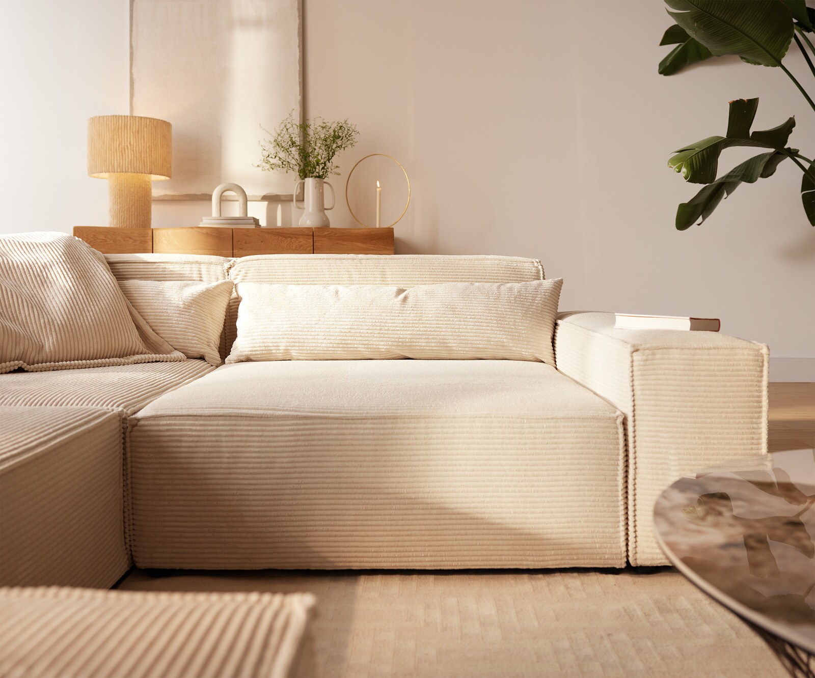Wohnlandschaft Sirpio XL 360x260 cm Cord Beige Recamiere variabel 5