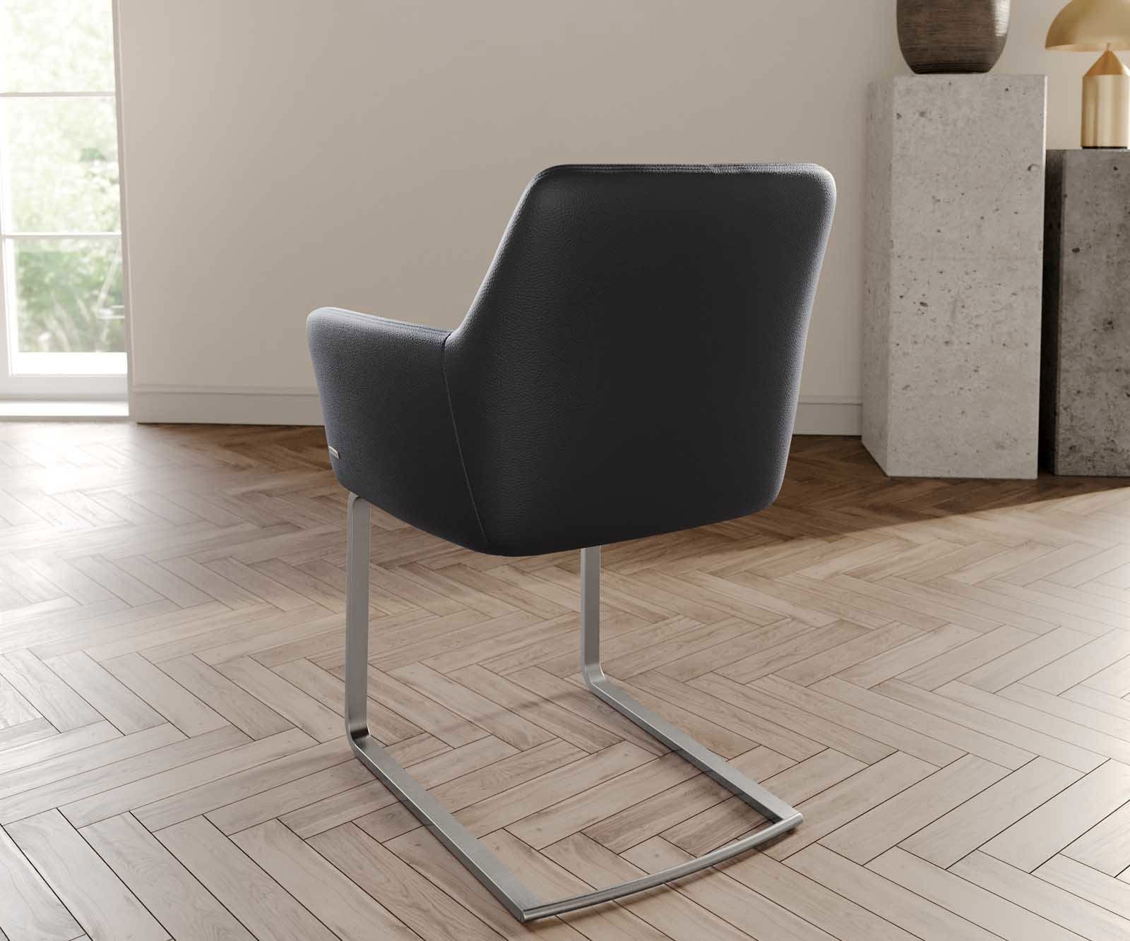 Freischwinger Xana-Flex mit Armlehnen Echt-Leder Schwarz Freischwinger flach Edelstahl Taschenfederkern 3 Freischwinger Xana-Flex mit Armlehnen Echt-Leder Schwarz Freischwinger flach Edelstahl Taschenfederkern 3