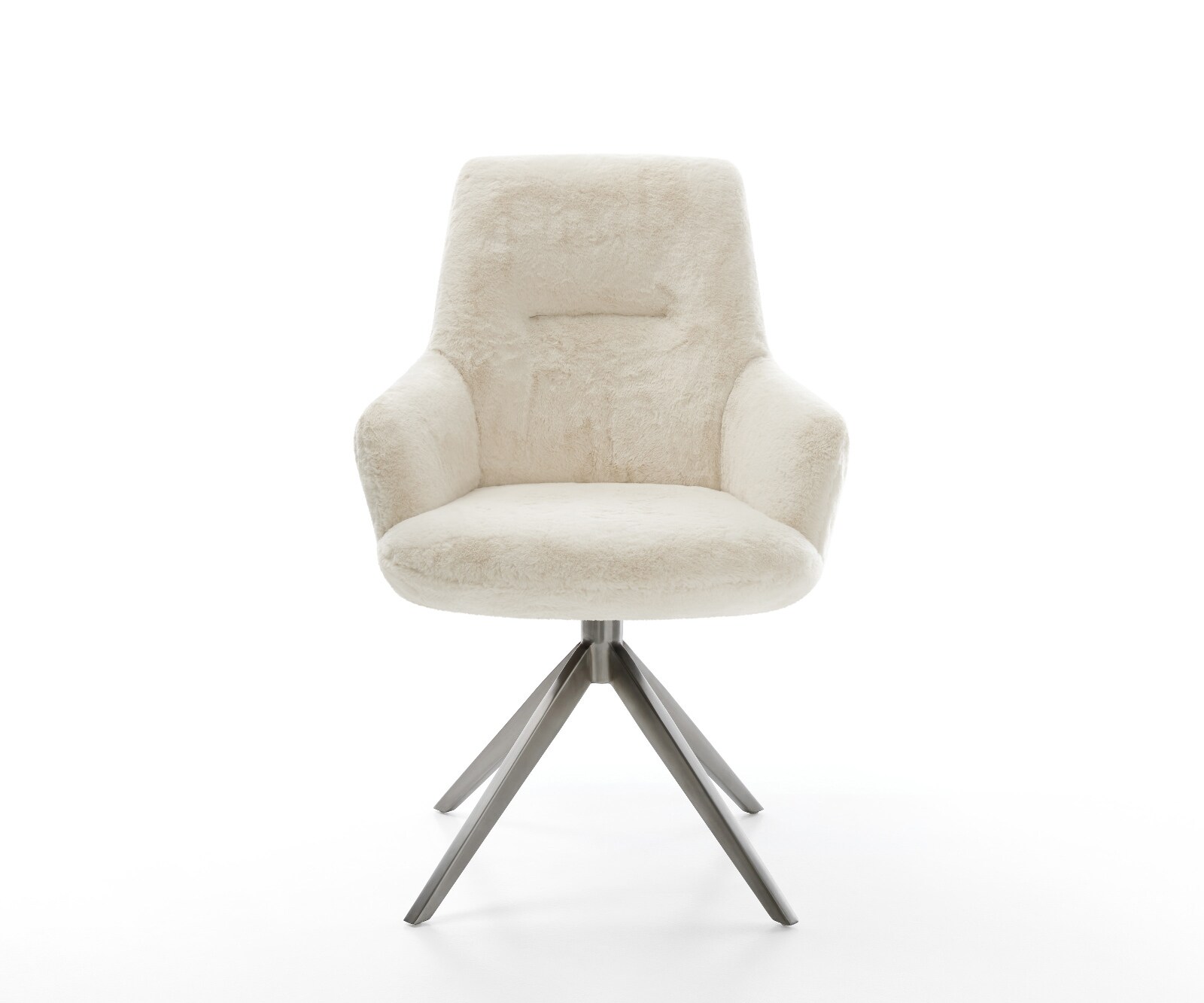 Chaise-pivotante Zelia-Flex avec accoudoirs peluche crème-blanc pied croisé large grafiete pivotement sur 360° fonction bascule resorts ensachés 2