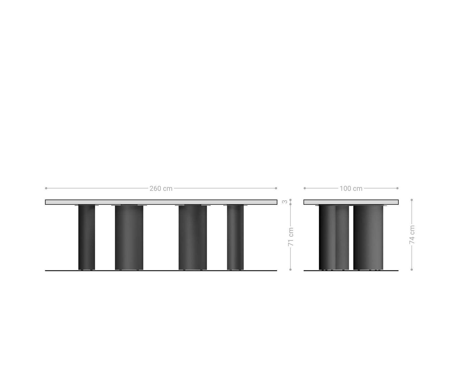 Esstisch Edge 260x100 Akazie Natur Pilier Edelstahl gebürstet Live-Edge 6