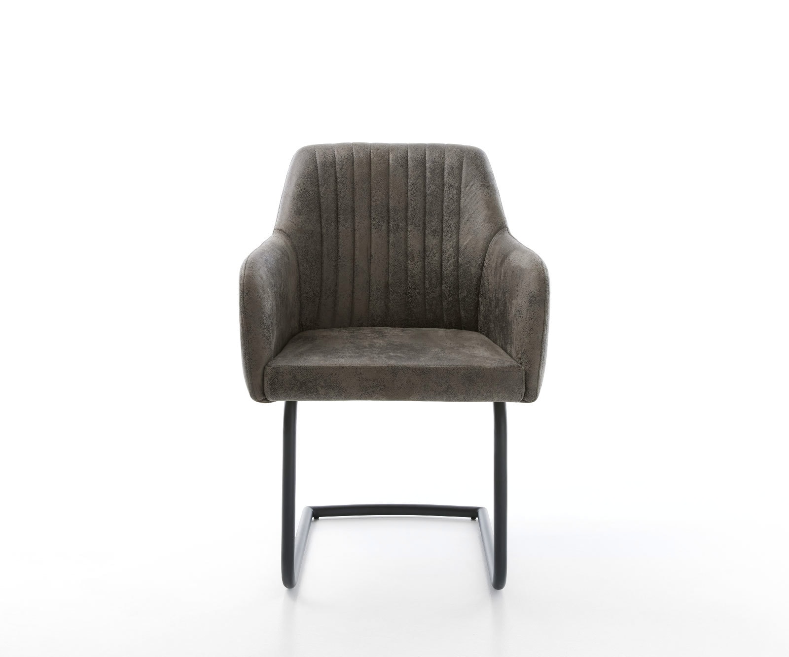 Cantilever Greg-Flex microvelours gris antique pied cantilever rond noir ressorts ensachés 2