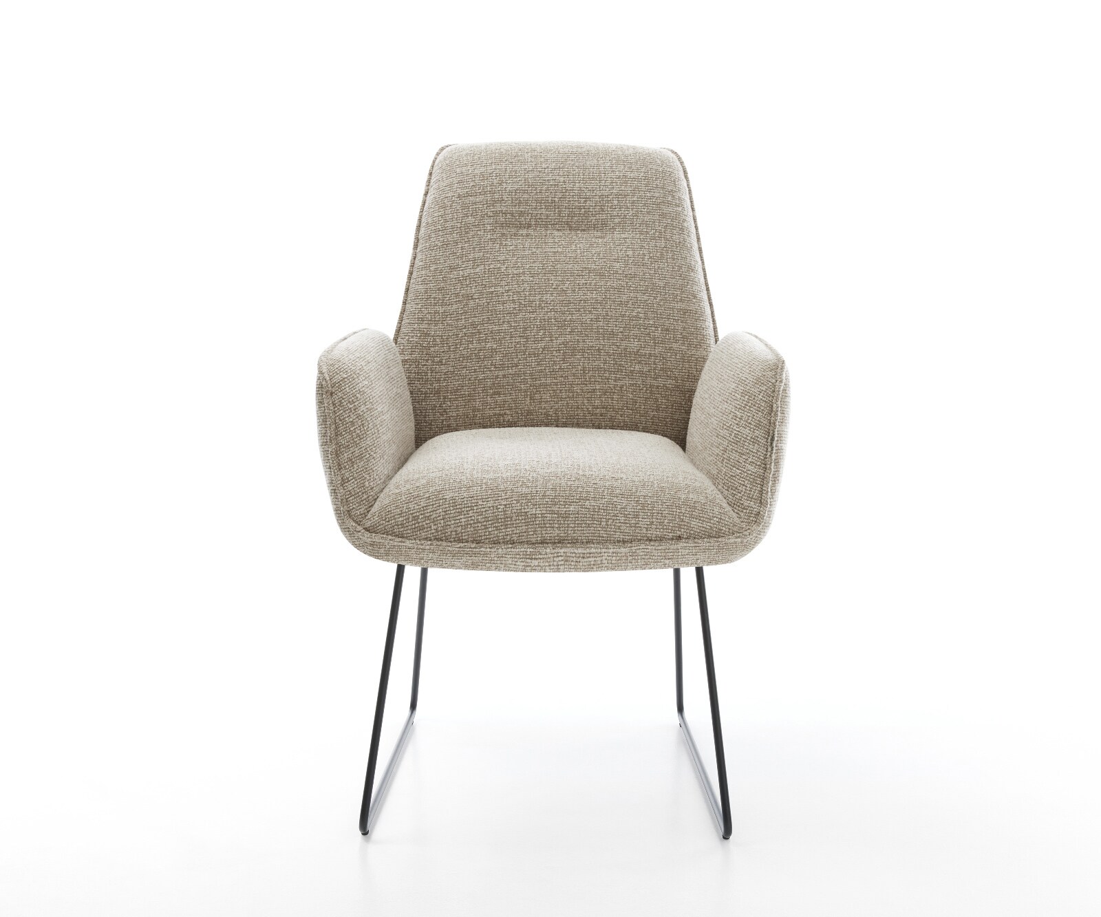 Chaise-de-salle-à-manger Zoa-Flex tissu tissé doux beige pied trapèze noir resorts ensachés 1