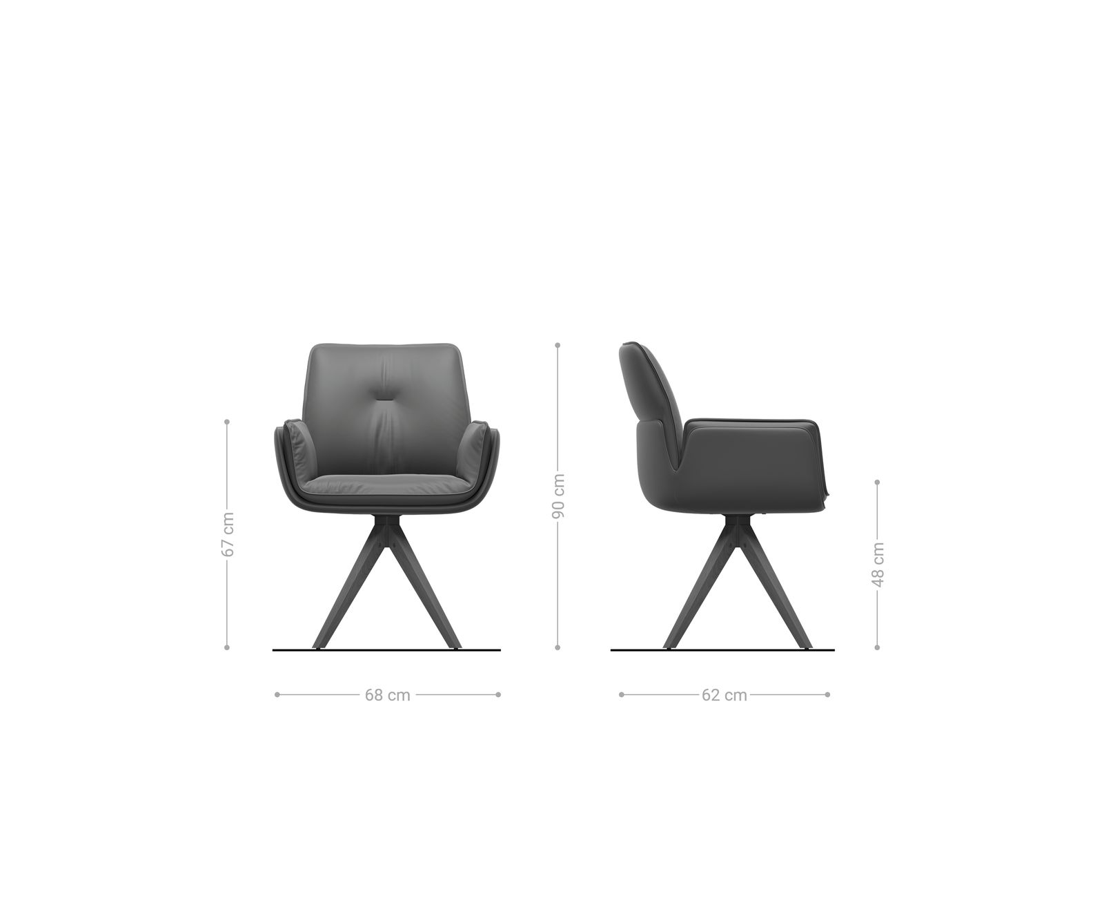 Chaise-pivotante Nela-Flex tissu mixte couleur boue pied en bois angulaire naturel pivotement sur 180° 6