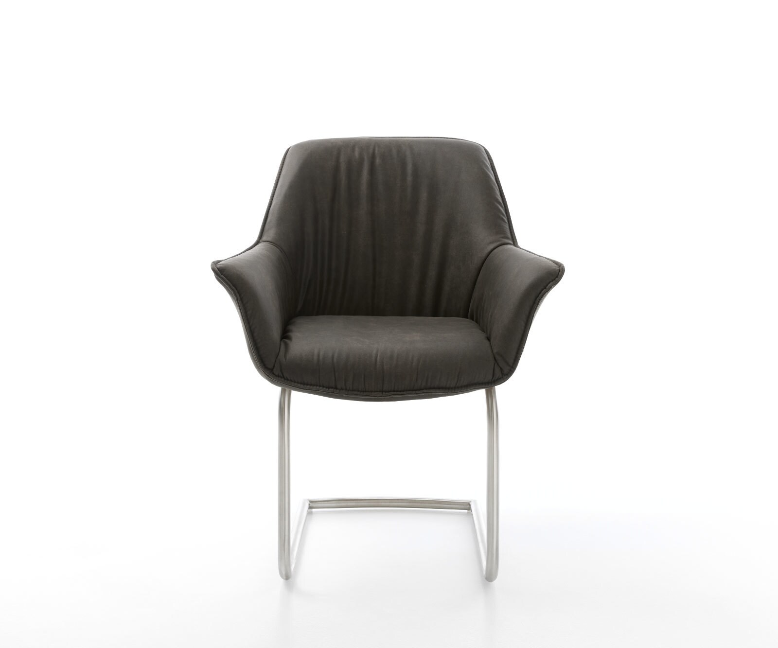 Freischwinger Keila-Flex mit Armlehnen Mikrofaser Anthrazit Vintage Freischwinger rund Edelstahl 2 Freischwinger Keila-Flex mit Armlehnen Mikrofaser Anthrazit Vintage Freischwinger rund Edelstahl 2