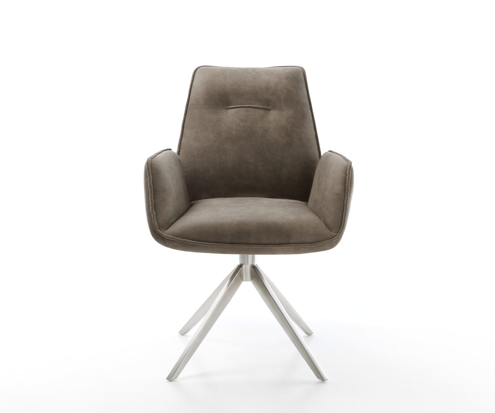 Esszimmerstuhl Zoa-Flex Mikrofaser Taupe Vintage Kreuzgestell breit Edelstahl Taschenfederkern 2