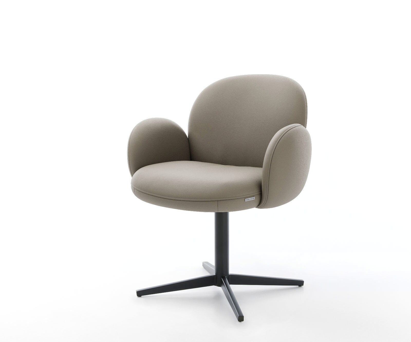 Drehstuhl Nube-Flex mit Armlehnen Echt-Leder Schlamm Fußkreuz Schwarz 360° drehbar Taschenfederkern 1