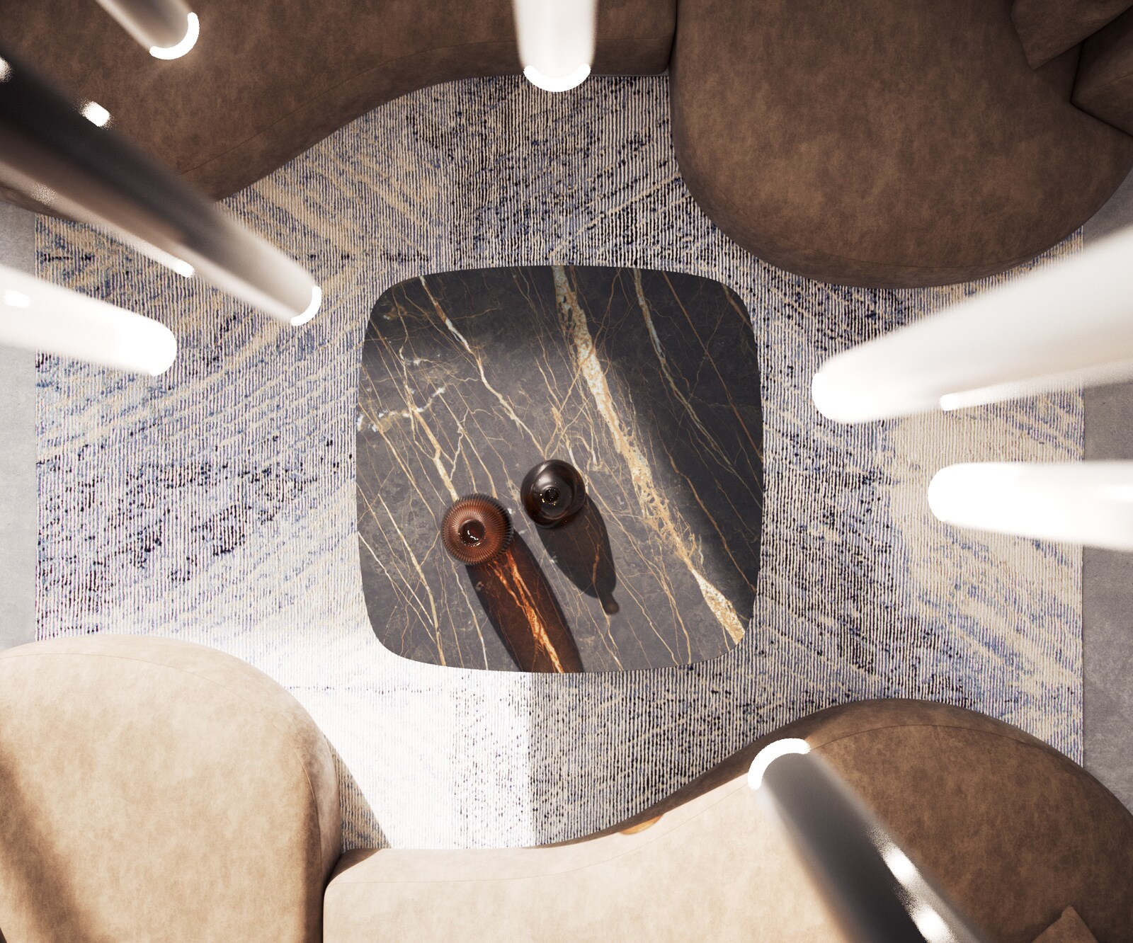 Couchtisch Edge Boot 90x90 cm Keramik Laminam® Noir Desir Braun Parabi Edelstahl gebürstet 6