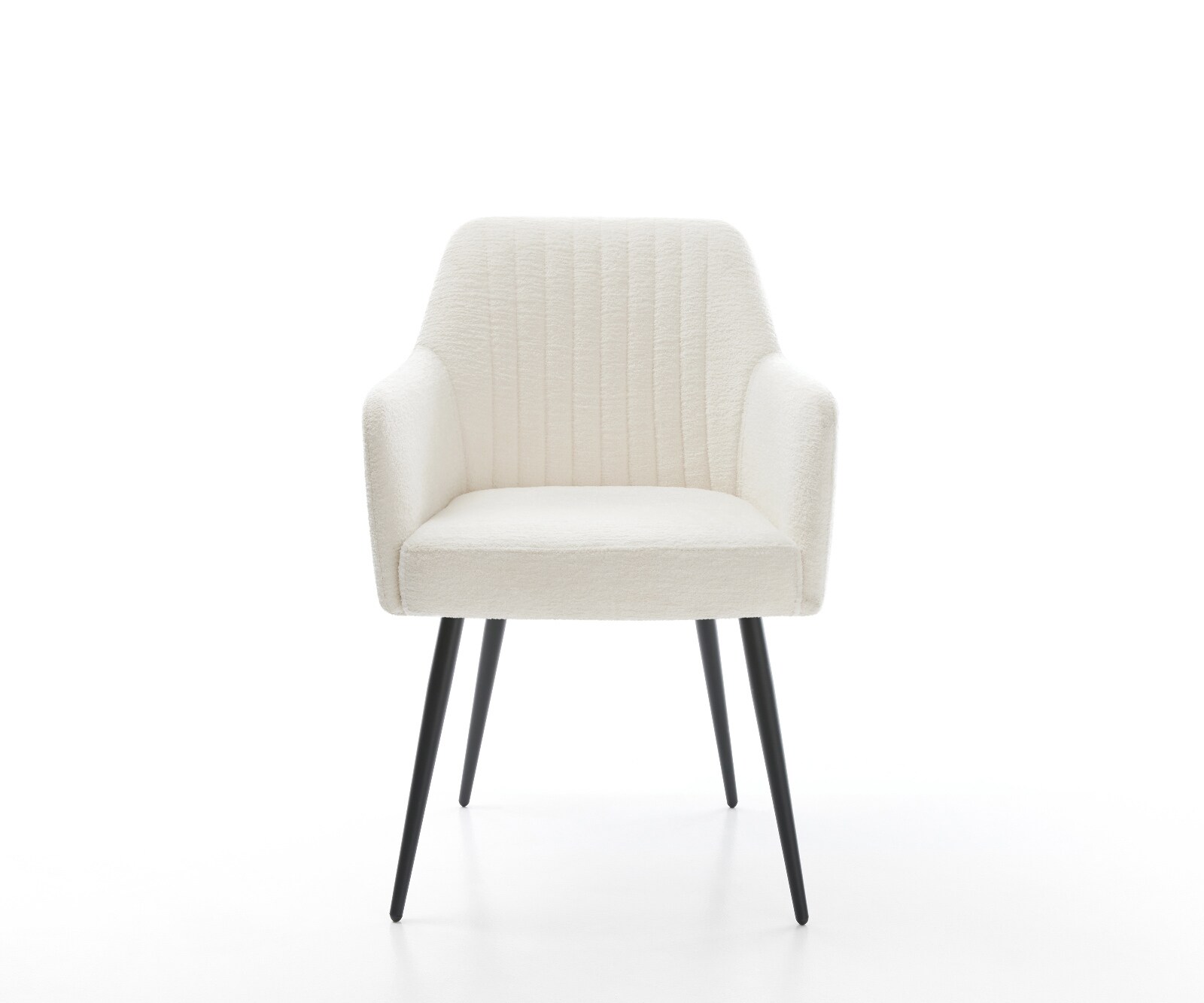 Chaise-de-salle-à-manger Greg-Flex bouclé doux beige 4 pieds coniques noir resorts ensachés 2