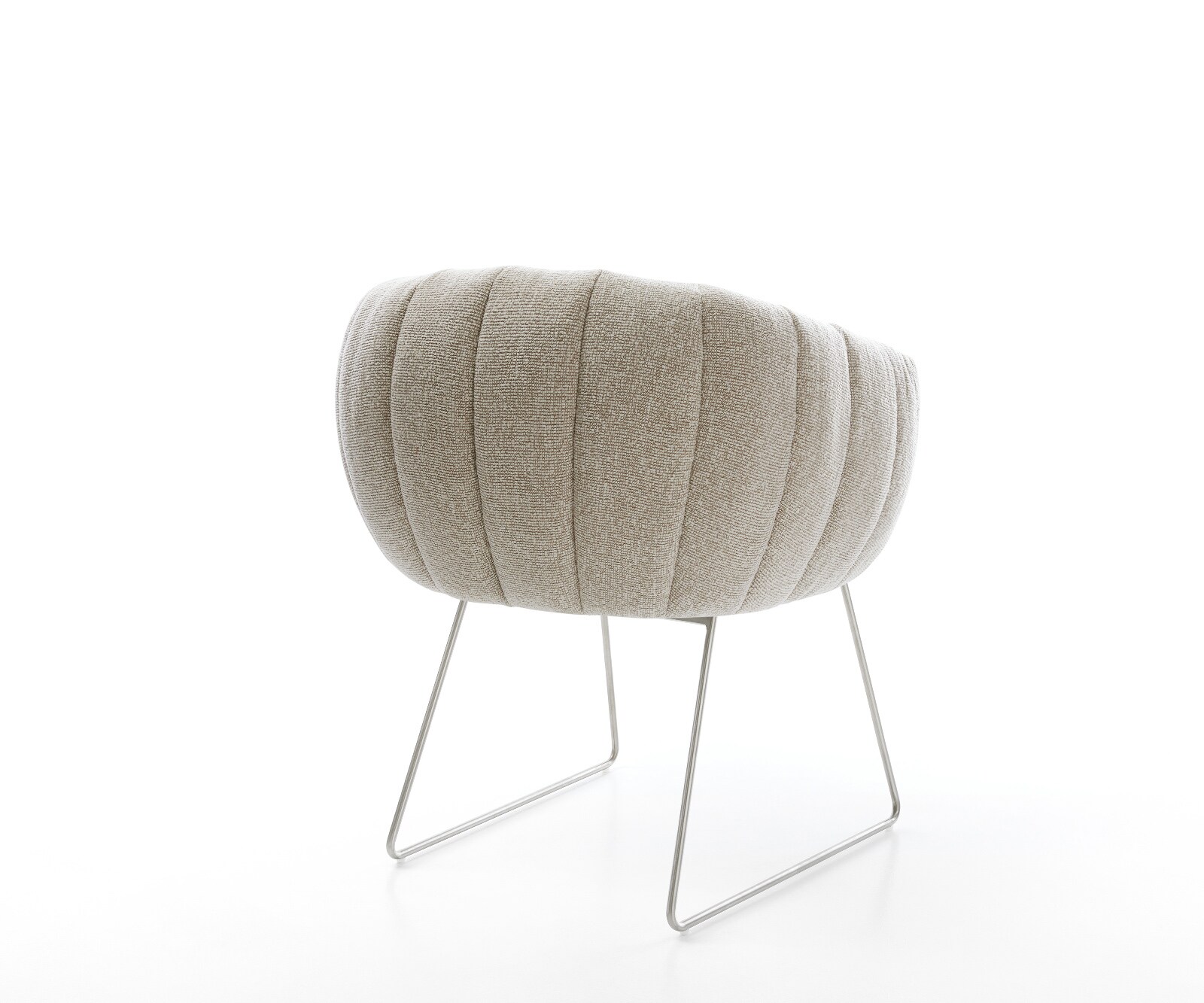 Esszimmerstuhl Jada-Flex Webstoff Soft Beige Kufengestell Edelstahl Taschenfederkern 5