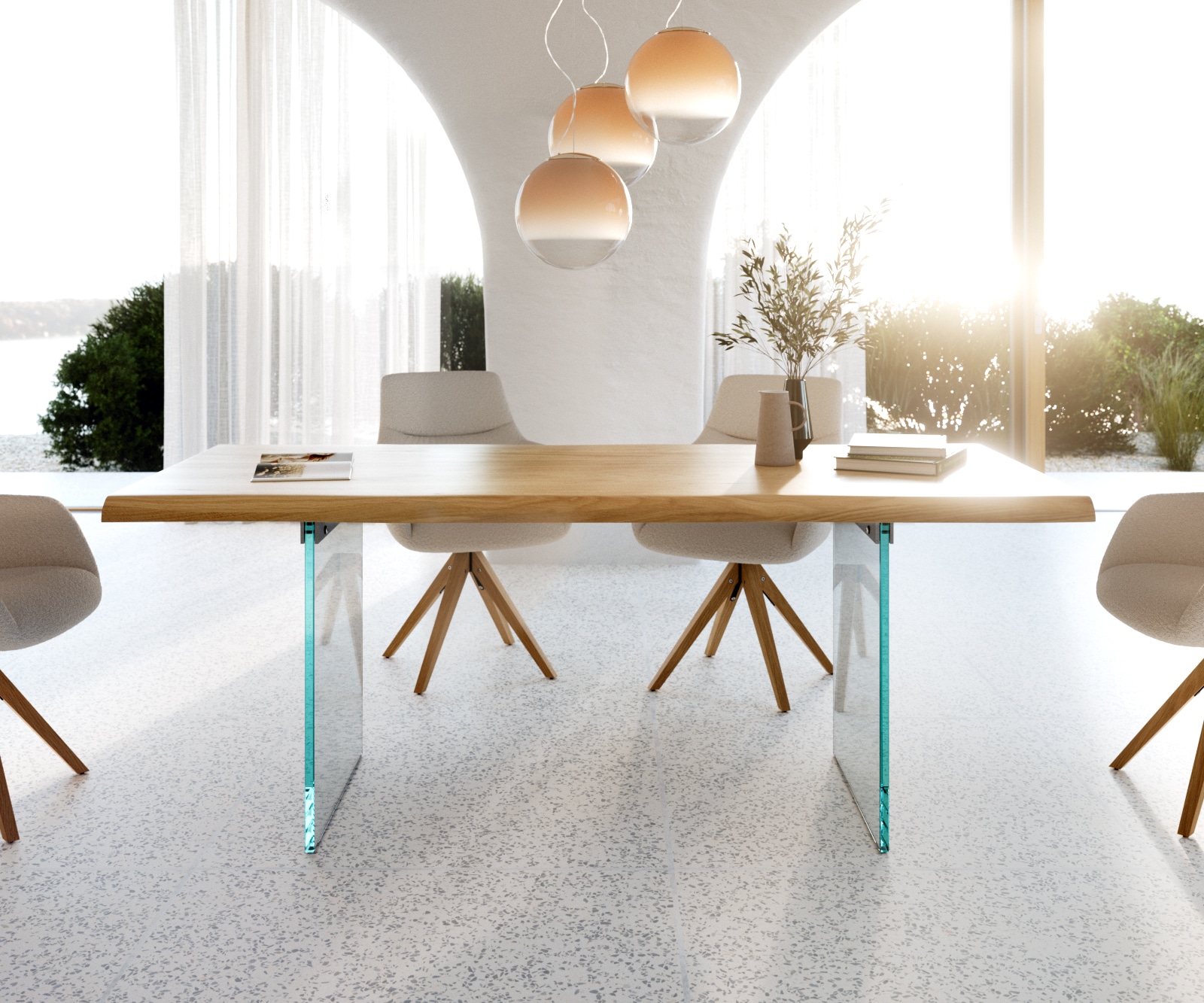 Esstisch Edge 200x100 Eiche Natur Glas Live-Edge 1 Esstisch Edge 200x100 Eiche Natur Glas Live-Edge 1