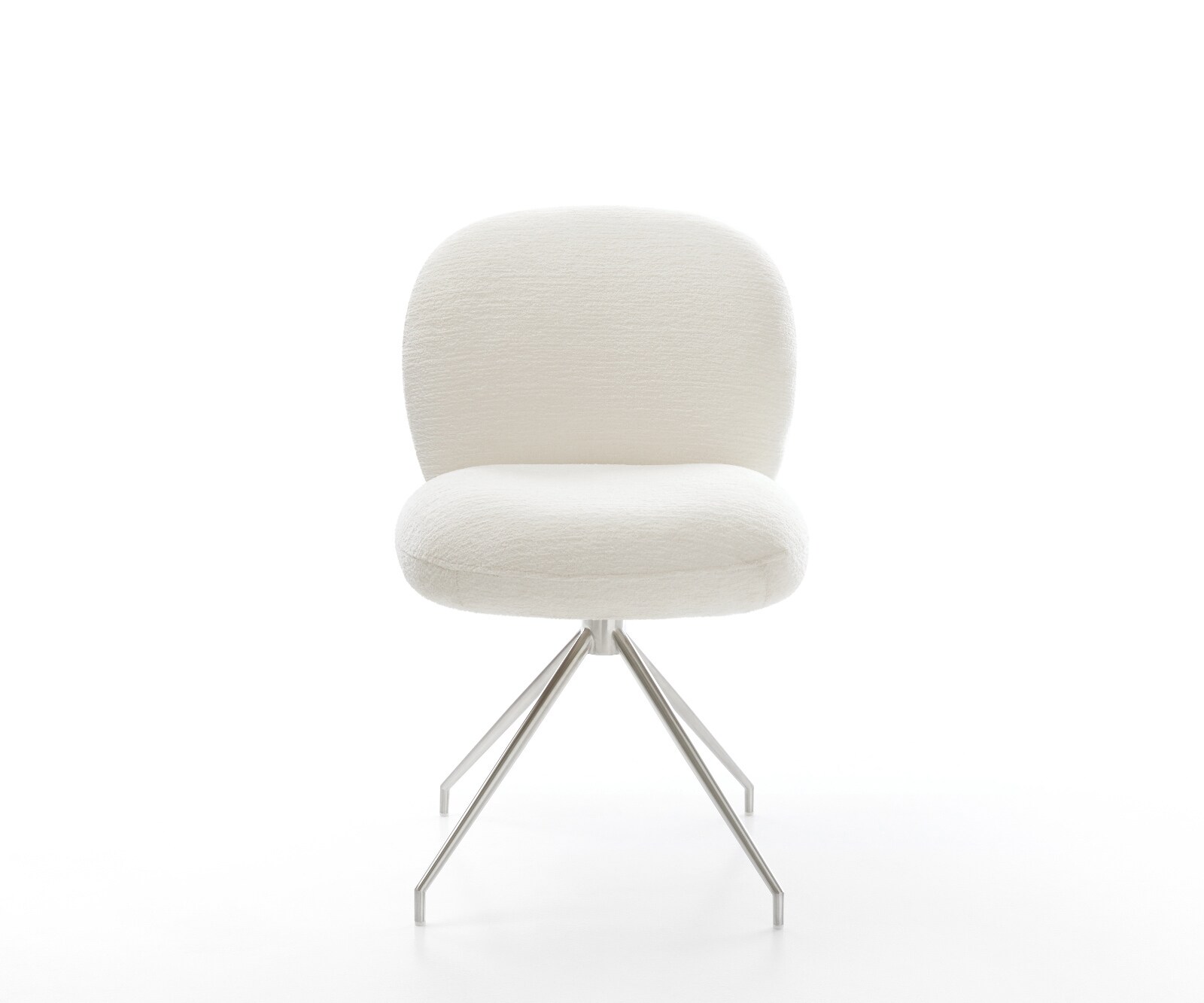 Chaise-de-salle-à-manger Nube-Flex bouclé doux beige pied croisé conique acier inoxydable resorts ensachés 2