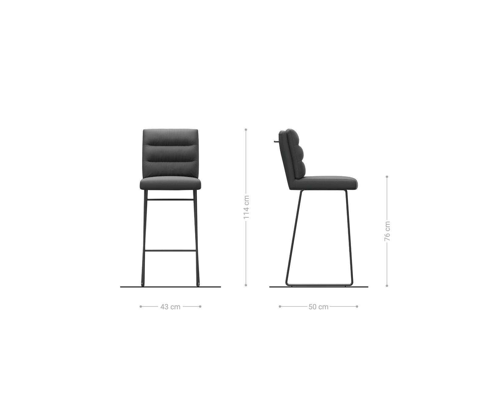 Chaise-de-bar Pela-Flex vintage anthracite cadre patin acier inoxydable 6