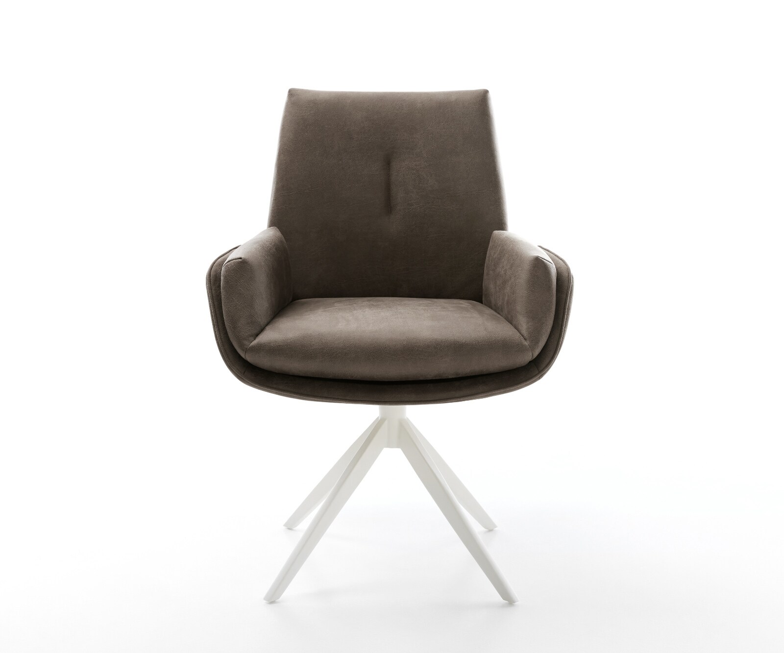 Drehstuhl Clea-Flex Mikrofaser Taupe Vintage Kreuzgestell breit Weiß 360° drehbar Wippfunktion 1