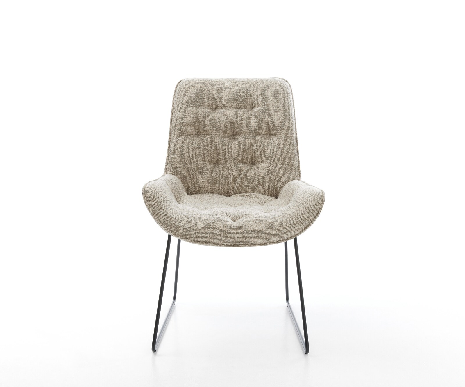 Esszimmerstuhl Taimi-Flex Webstoff Soft Beige Kufengestell Schwarz 1
