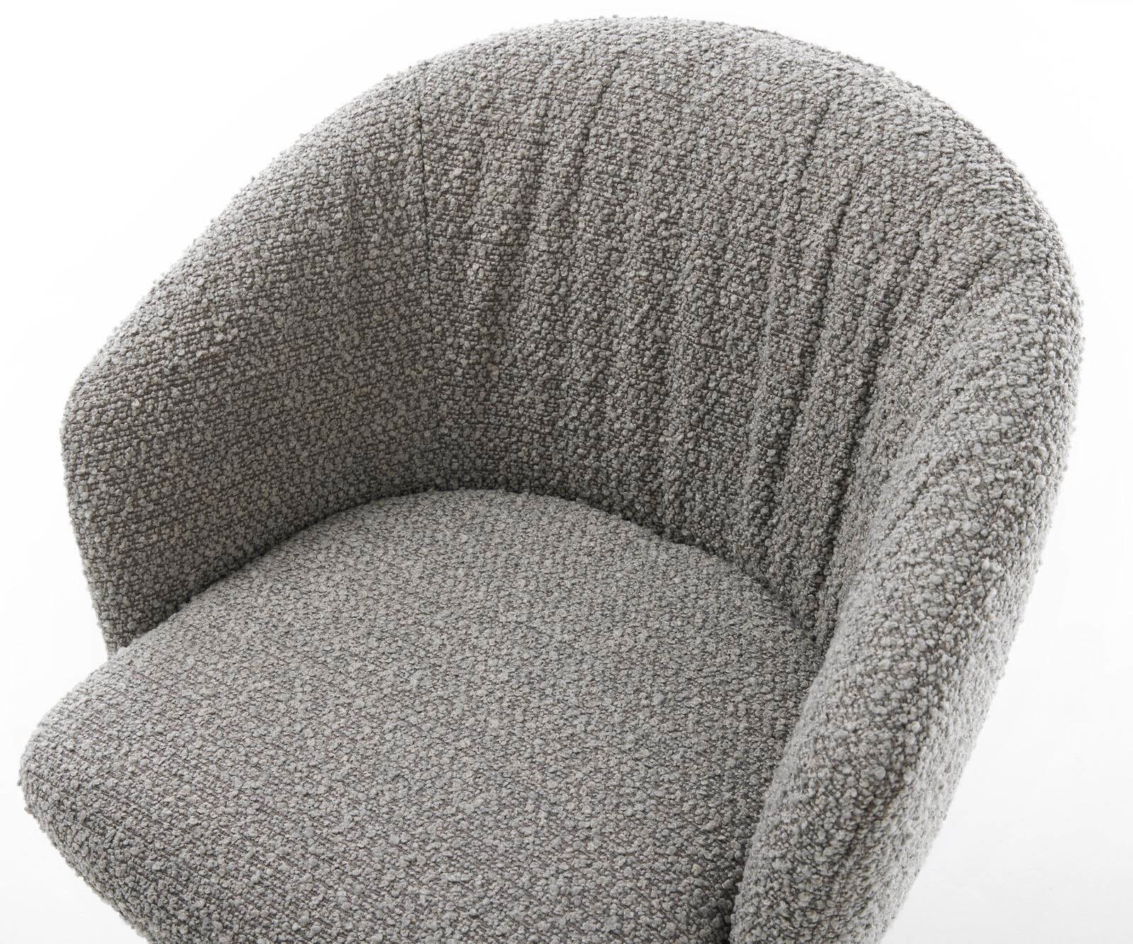 Chaise-pivotante Caja-Flex avec accoudoirs bouclé gris argenté pied croisé large aspect titane pivotement sur 360° ressorts ensachés 4