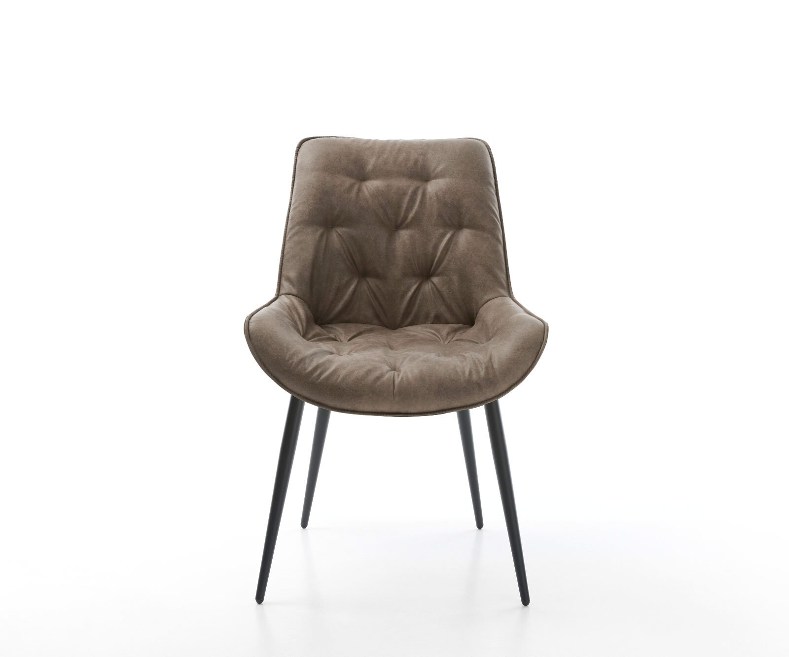 Chaise-de-salle-à-manger Taimi-Flex microvelours taupe vintage 4 pieds coniques noir 2