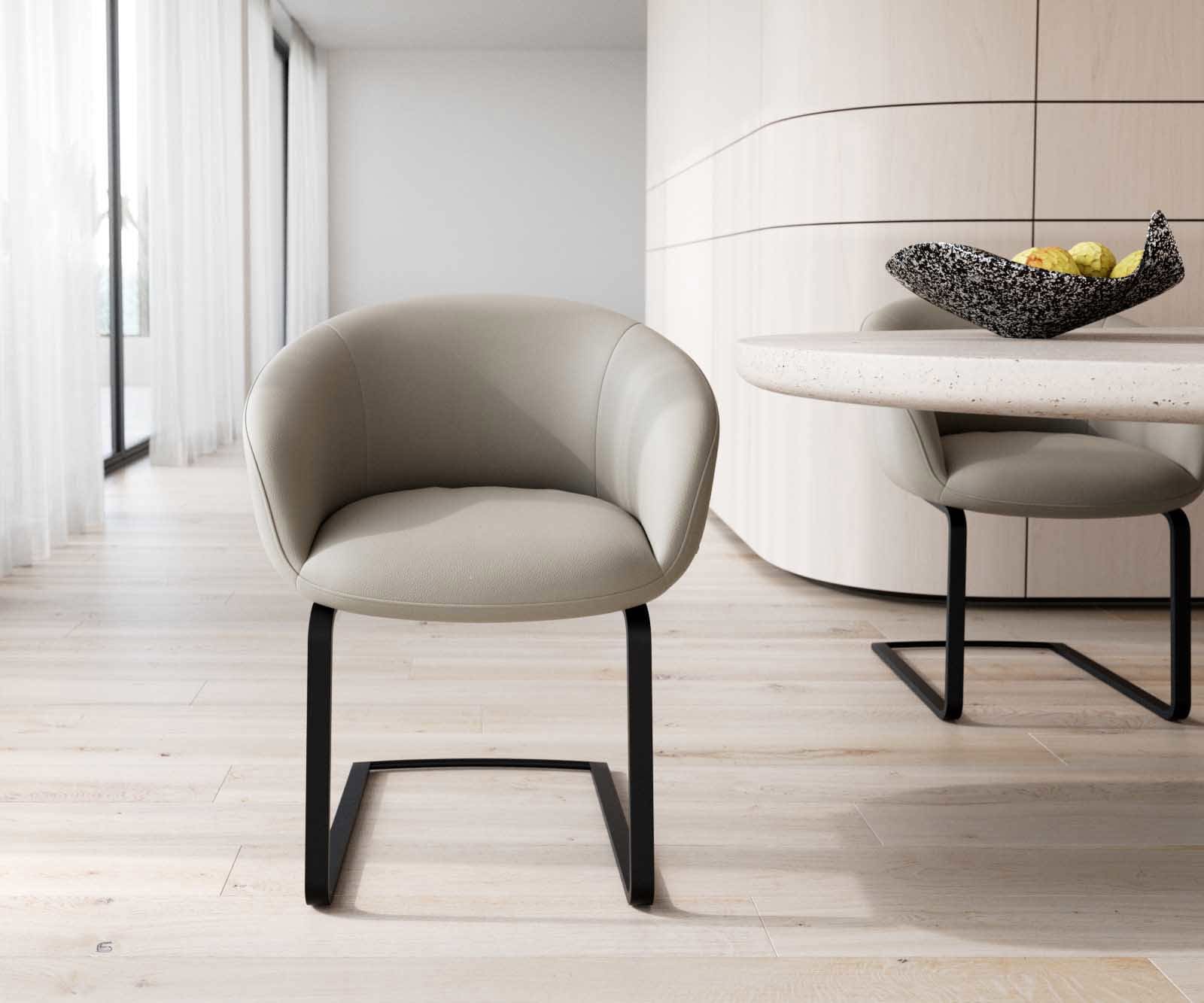 Freischwinger Vinka-Flex mit Armlehnen Echt-Leder Schlamm Freischwinger flach Schwarz Taschenfederkern 1 Freischwinger Vinka-Flex mit Armlehnen Echt-Leder Schlamm Freischwinger flach Schwarz Taschenfederkern 1