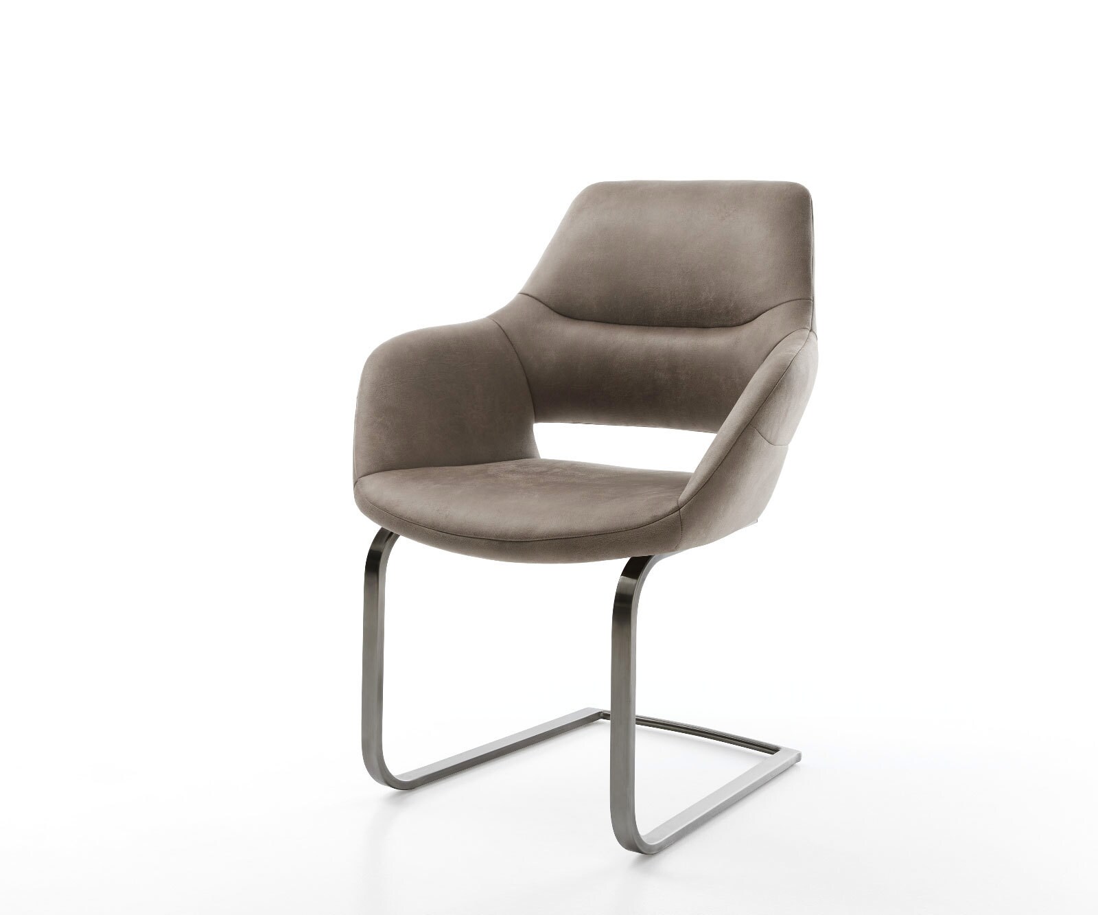 Cantilever Yago-Flex mit Armlehnen microvelours taupe vintage pied cantilever plat grafiete ressorts ensachés