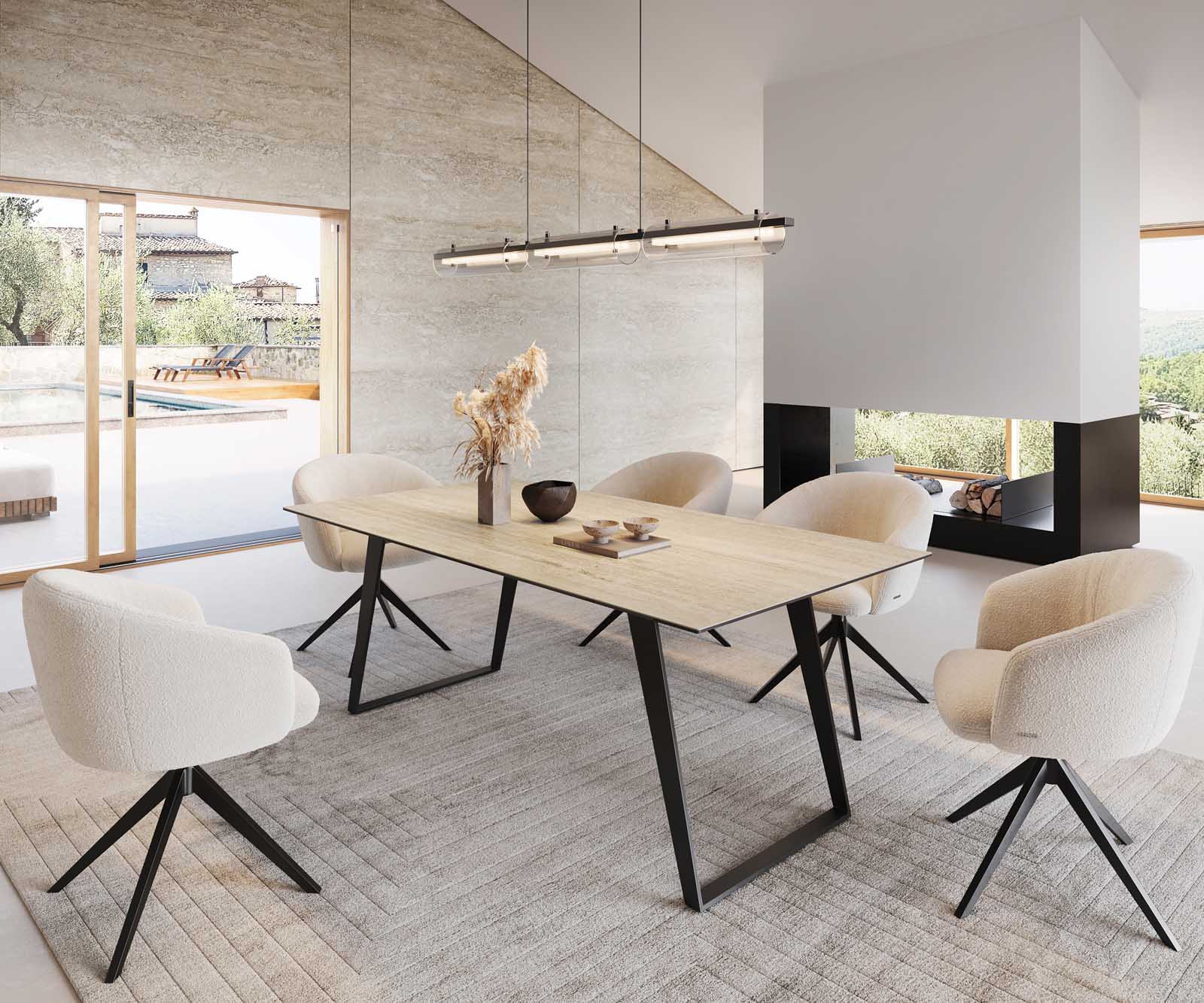 Esstisch Edge 200x100 Keramik Travertin Natur Metall Schräg Schwarz 6 Esstisch Edge 200x100 Keramik Travertin Natur Metall Schräg Schwarz 6