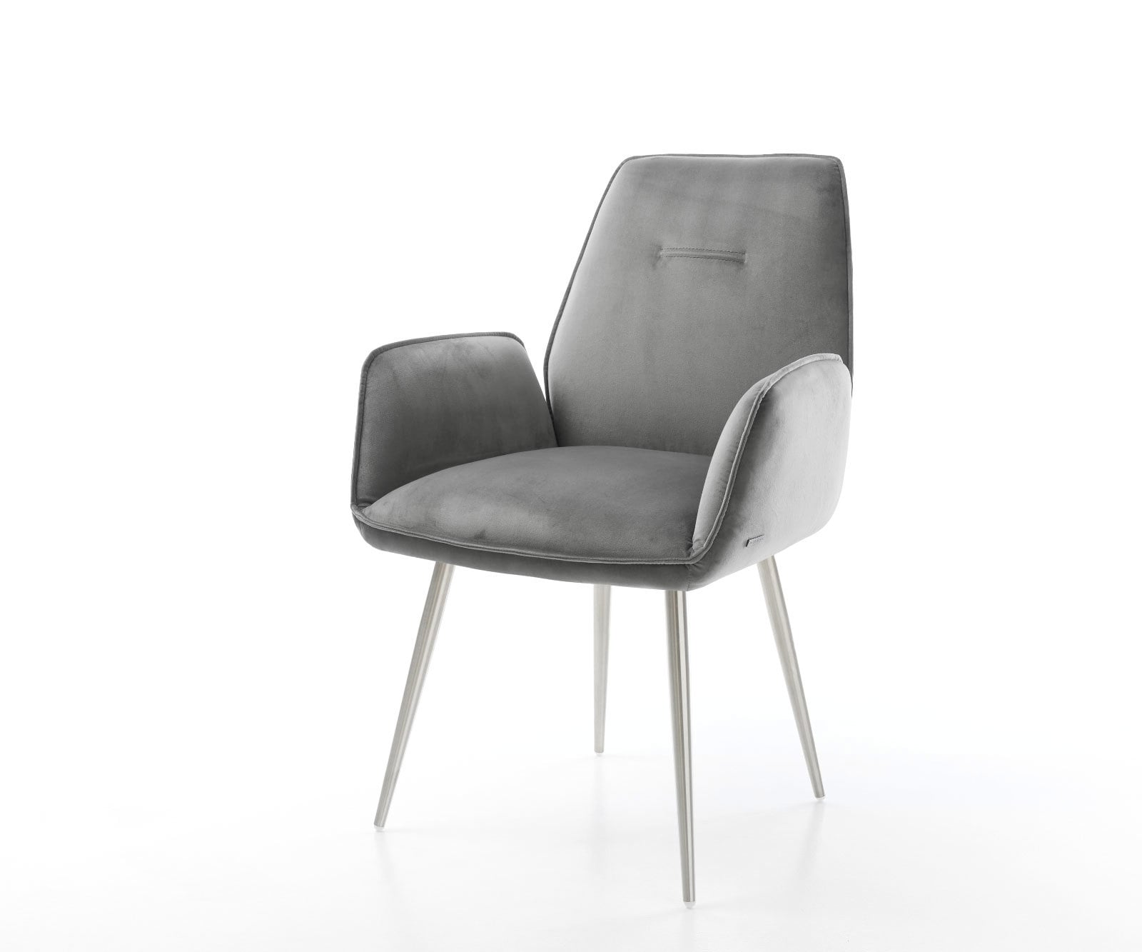 Esszimmerstuhl Zoa-Flex Samt Grau 4-Fuß konisch Edelstahl Taschenfederkern Esszimmerstuhl Zoa-Flex Samt Grau 4-Fuß konisch Edelstahl Taschenfederkern