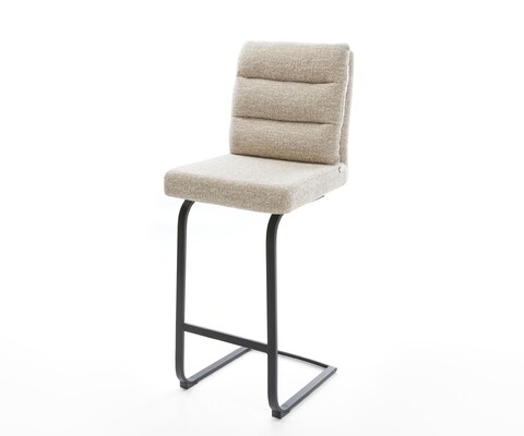 Chaise-de-bar Pela-Flex Tissu tissé doux Beige Pied cantilever plat noir Noir