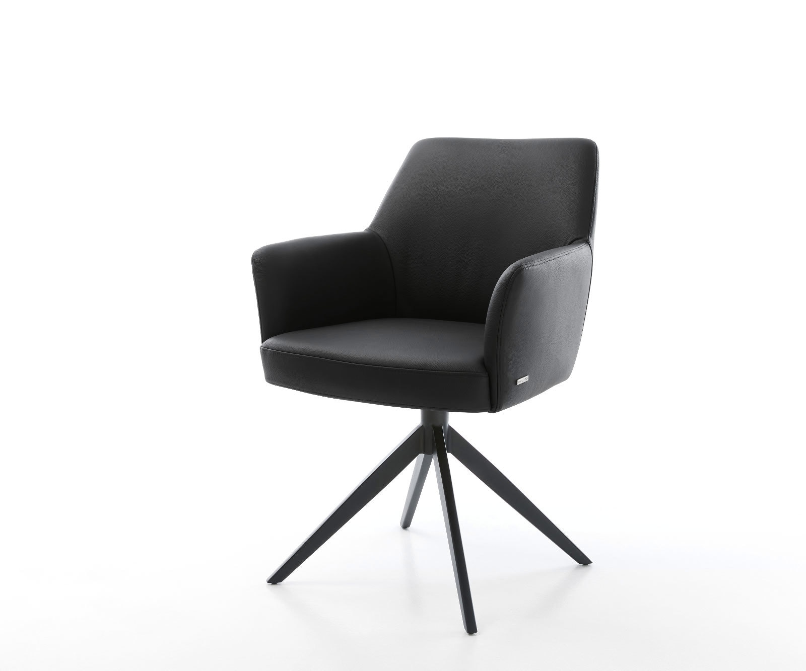 Chaise-pivotante Xana-Flex cuir de vache noir pied croisé large noir pivotement sur 360° fonction bascule ressorts ensachés