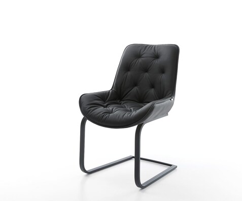 Freischwinger Taimi-Flex Echt-Leder Schwarz Freischwinger flach Schwarz