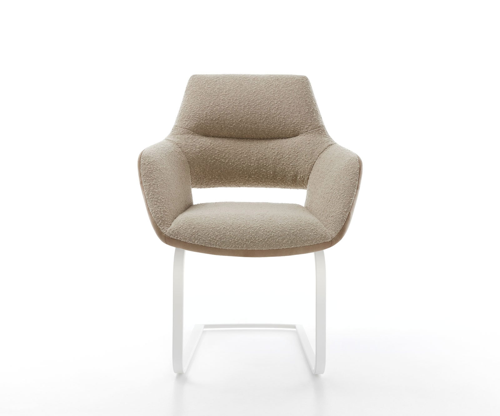 Freischwinger Yago-Flex mit Armlehnen Materialmix Schlamm Freischwinger flach Weiß Taschenfederkern 2