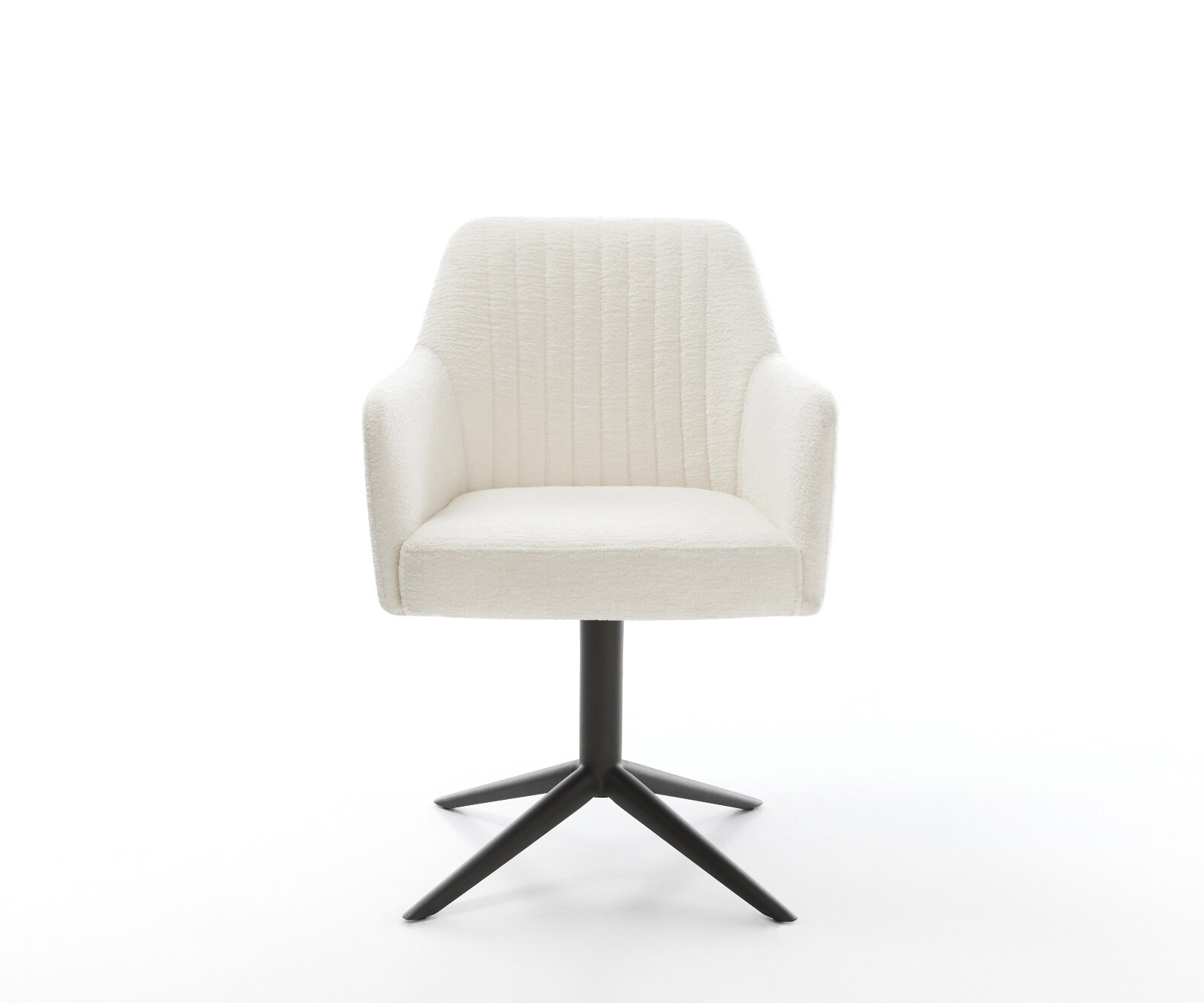 Drehstuhl Greg-Flex Bouclé Soft Beige Fußkreuz Schwarz 360° drehbar Wippfunktion Taschenfederkern 1