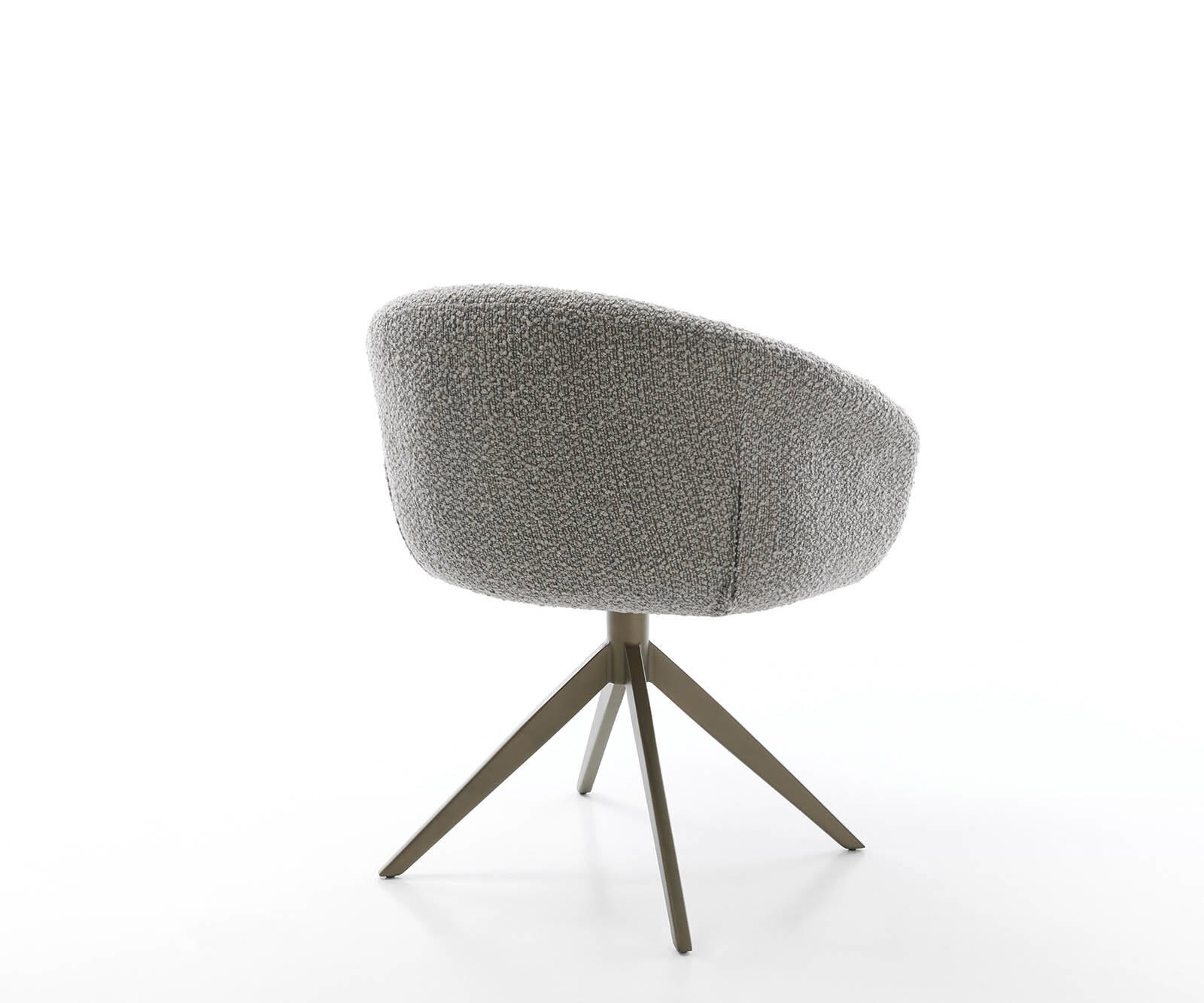 Chaise-pivotante Vinka-Flex avec accoudoirs bouclé gris argenté pied croisé large aspect titane pivotement sur 360° ressorts ensachés 4