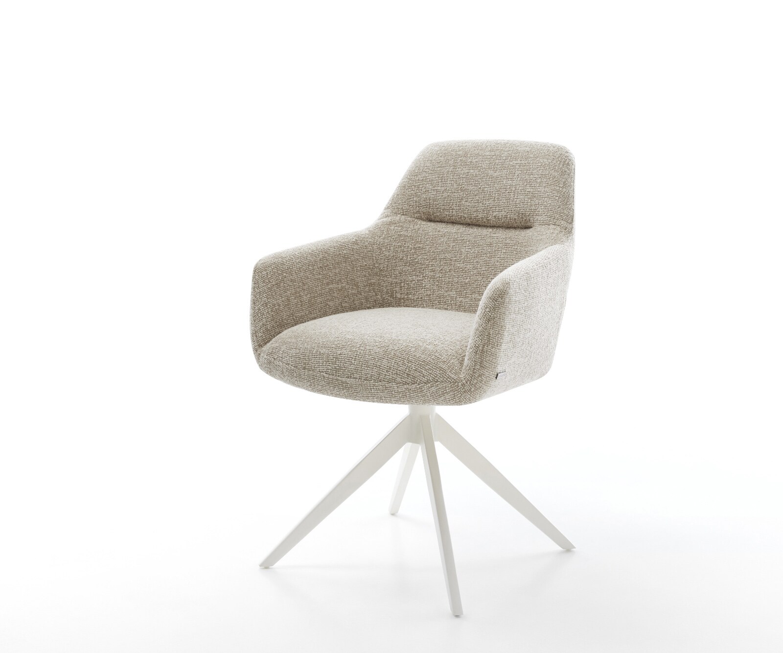Drehstuhl Pejo-Flex Webstoff Soft Beige Kreuzgestell breit Weiß 360° drehbar Wippfunktion Taschenfederkern 1