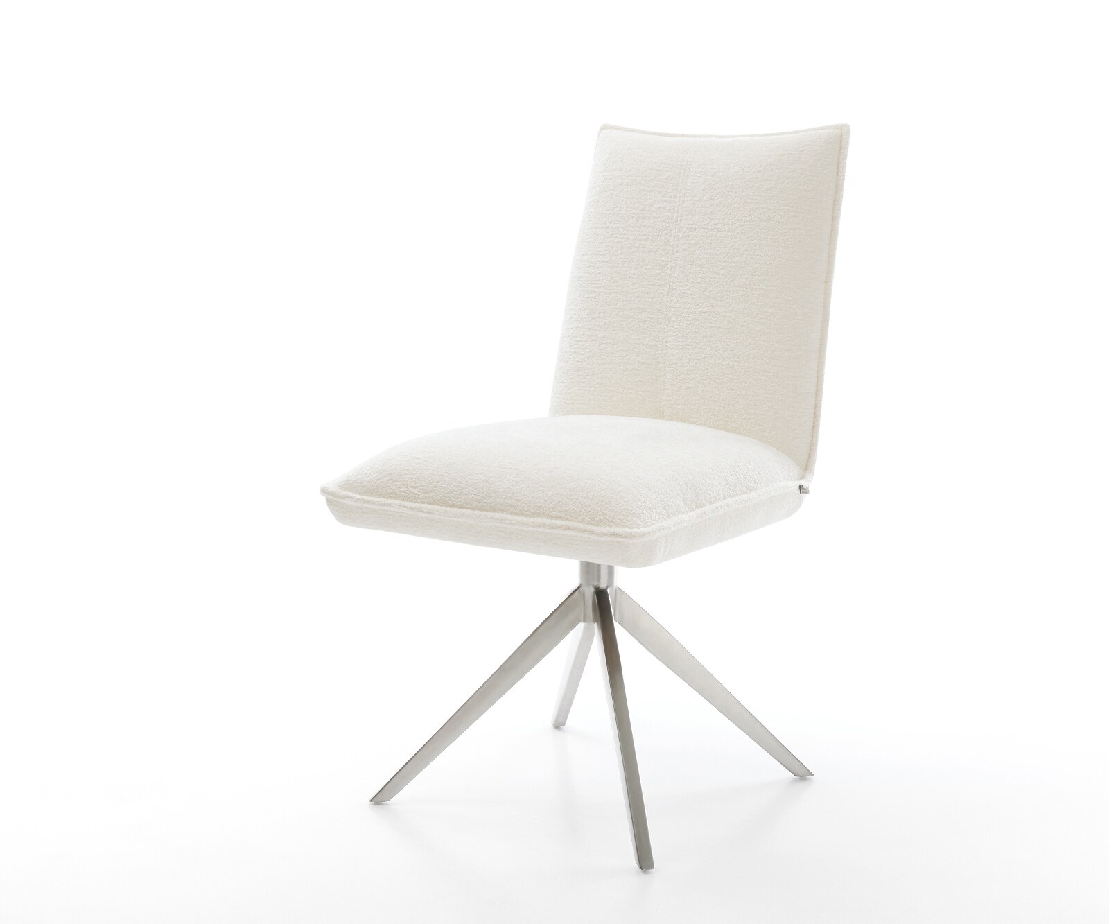 Chaise-pivotante Lelio-Flex bouclé doux beige pied croisé large acier inoxydable pivotement sur 360° fonction bascule resorts ensachés 1