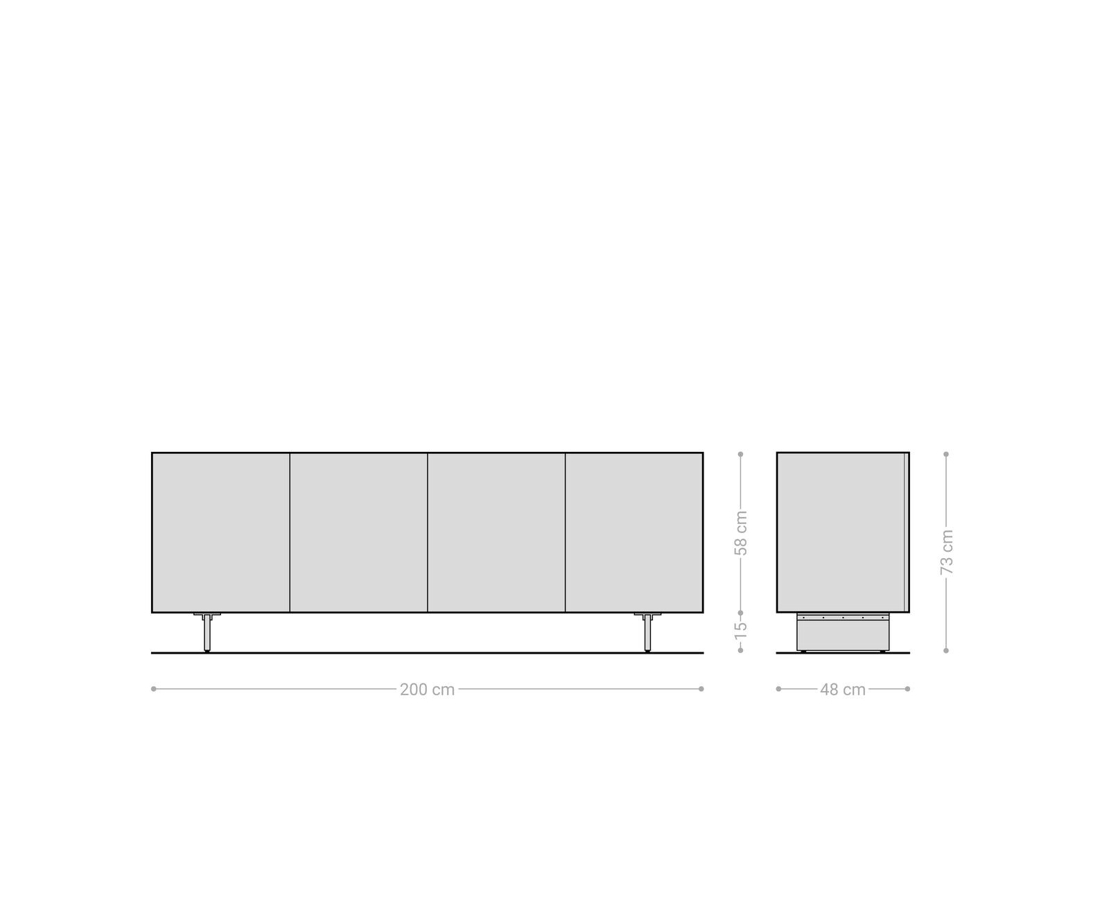 Sideboard Ashara 200 cm Eiche Natur 3D Effekt 4 Türen Fuß Schwebeoptik Acrylglas 6