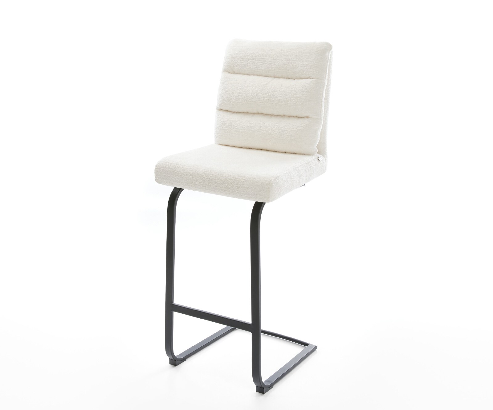 Barstuhl Pela-Flex Bouclé Soft Beige Freischwinger Flach Metall Schwarz 1