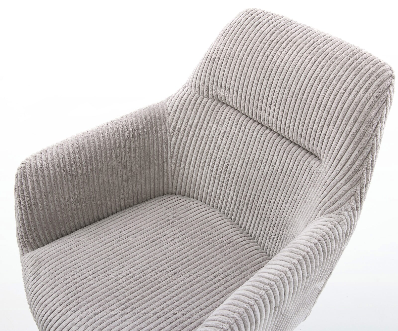 Chaise-de-salle-à-manger Pejo-Flex côtelé gris argenté pied croisé conique noir ressorts ensachés 3