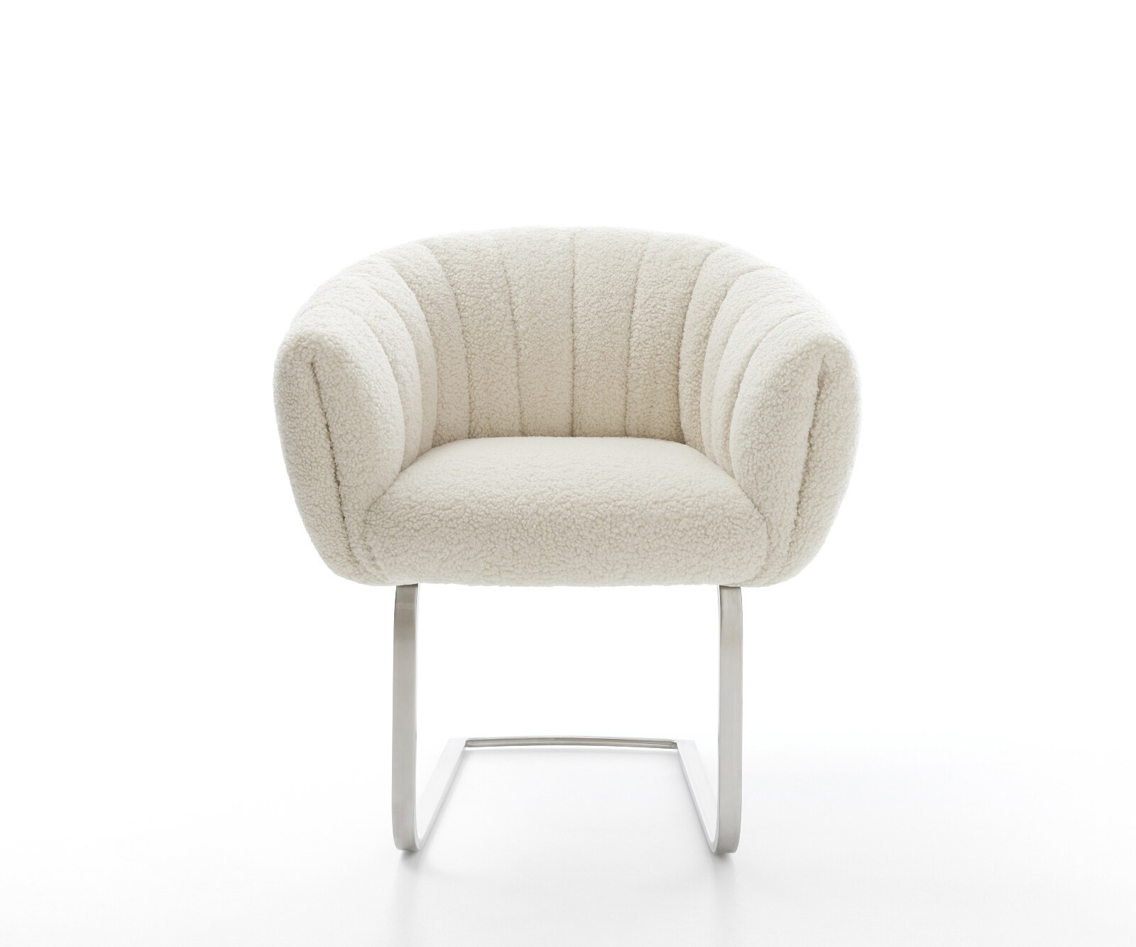 Cantilever Jada-Flex tissu teddy beige pied cantilever plat acier inoxydable brossé ressorts ensachés 2