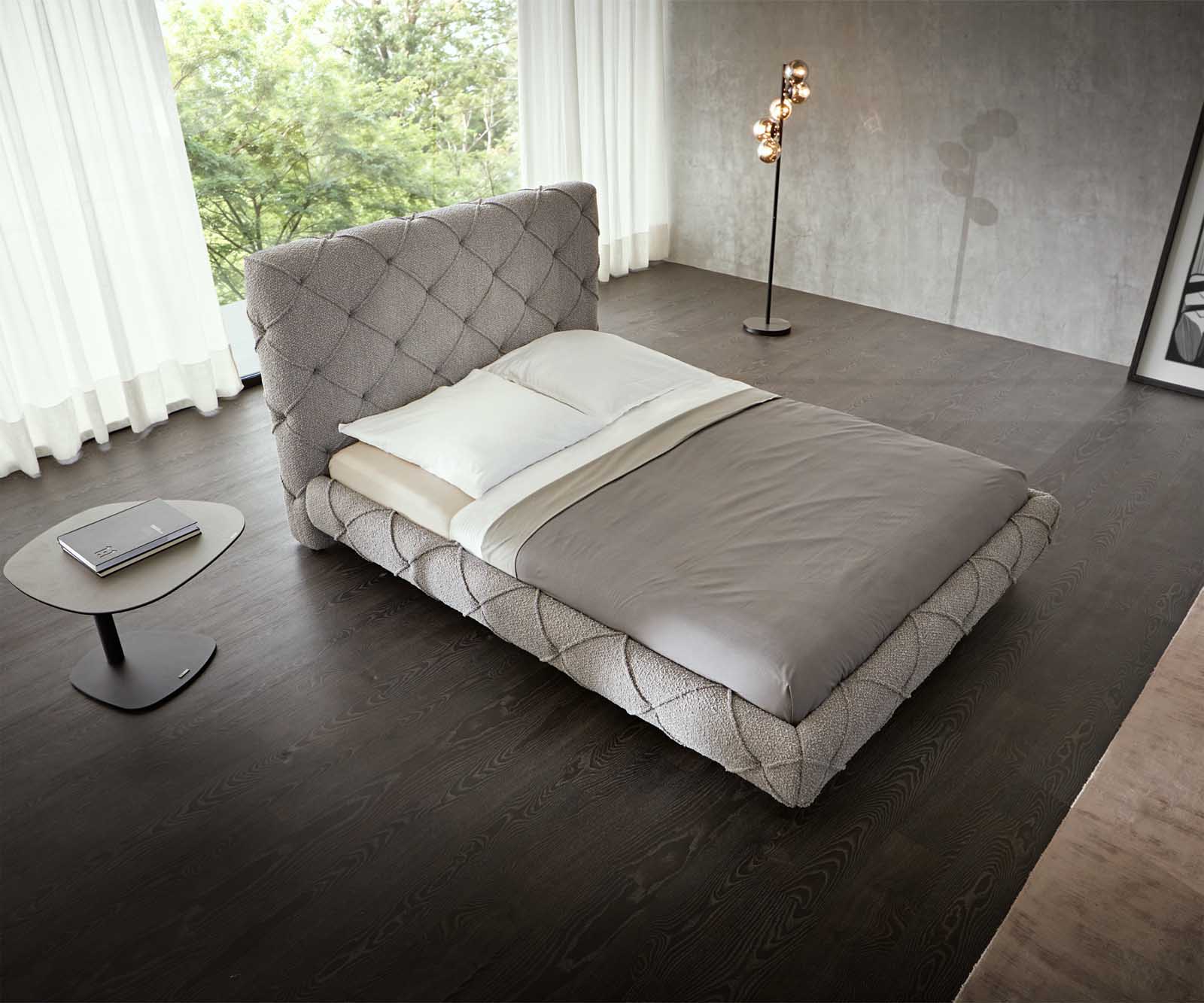 Polsterbettgestell Nayara 140x200 cm Bouclé Silbergrau 1