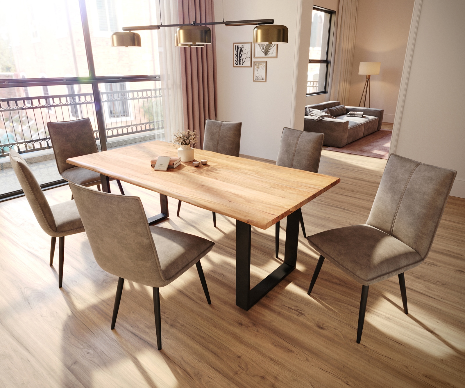 Esszimmerstuhl Lelio-Flex Mikrofaser Taupe Vintage 4-Fuß konisch Schwarz Taschenfederkern 3 Esszimmerstuhl Lelio-Flex Mikrofaser Taupe Vintage 4-Fuß konisch Schwarz Taschenfederkern 3