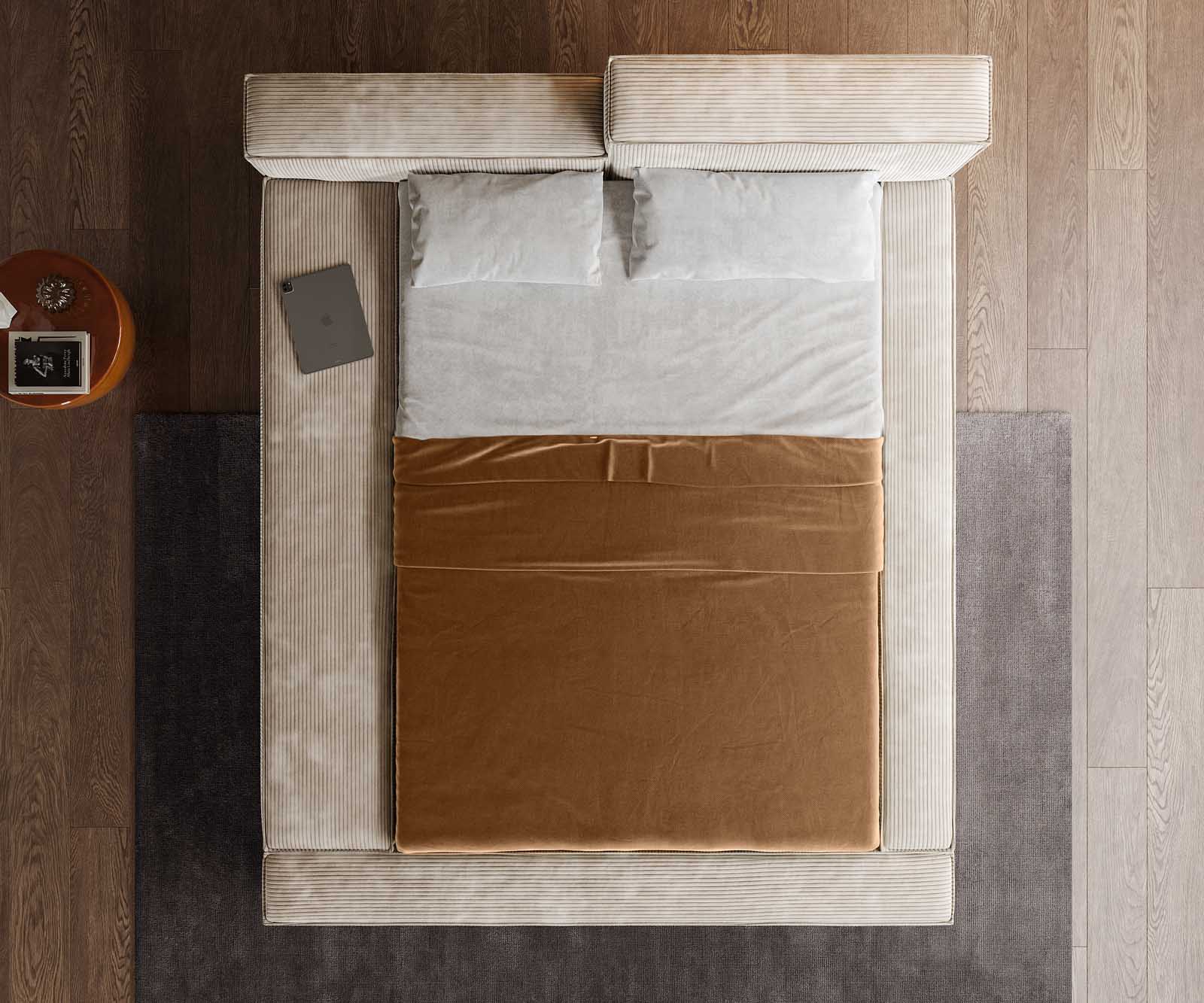 Polsterbettgestell Kalinea 140x200 cm Cord Beige 4 Polsterbettgestell Kalinea 140x200 cm Cord Beige 4