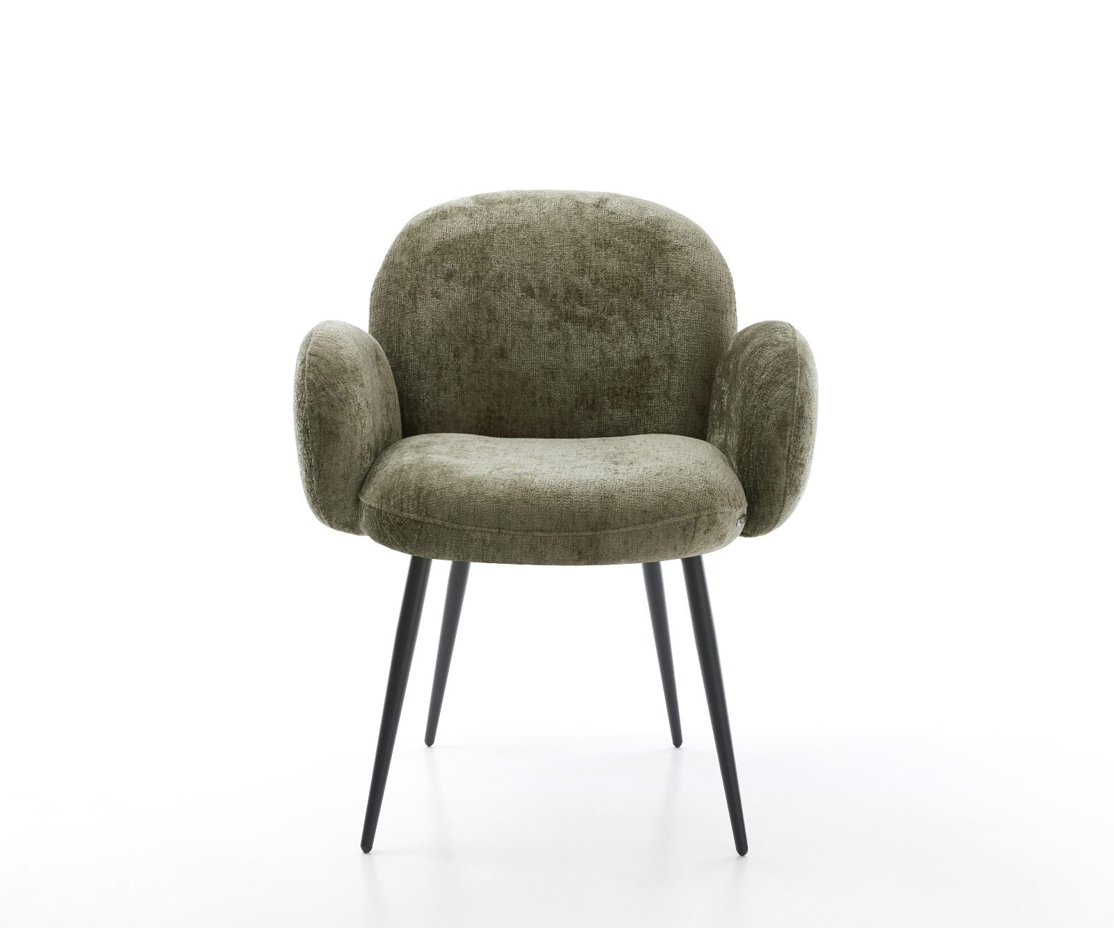 Esszimmerstuhl Nube-Flex mit Armlehnen Chenille Olive 4-Fuß konisch Schwarz Taschenfederkern 2