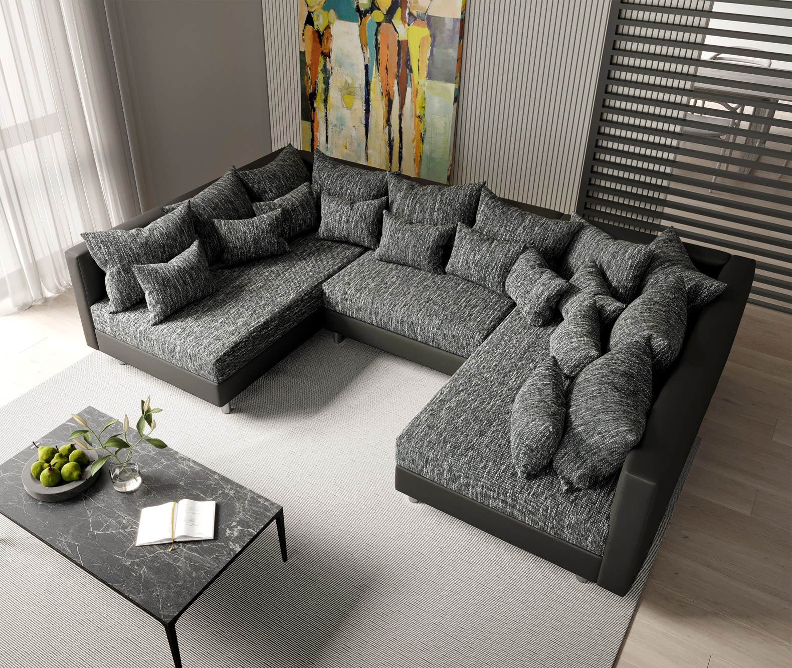 Wohnlandschaft Clovis Schwarz Modularsofa Modulsystem 3 Wohnlandschaft Clovis Schwarz Modularsofa Modulsystem 3